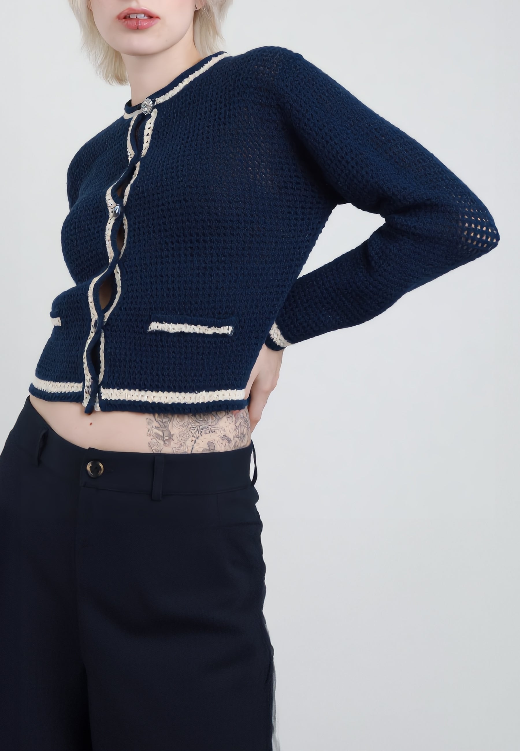 SUSY MIX Cardigan Donna Traforato Cotone Estivo 26223