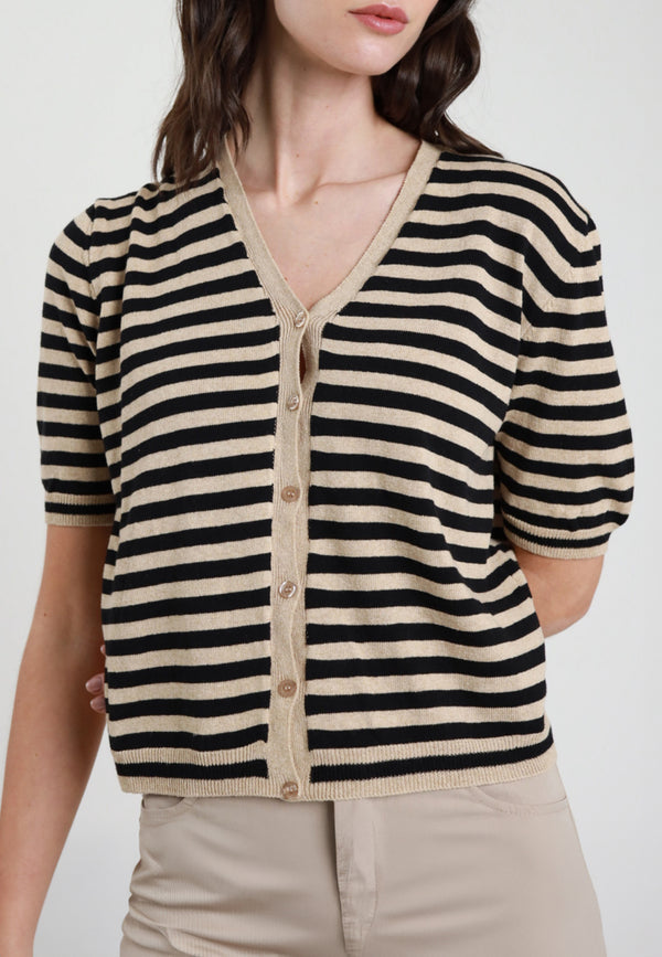 SUSY MIX Cardigan Donna M/M Cotone Leggero Fantasia Rigata 26287