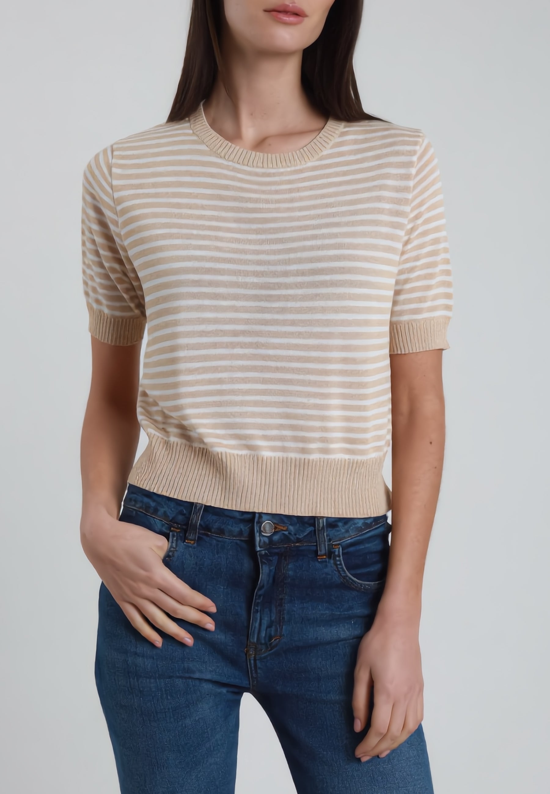 SUSY MIX Maglia Donna Mezza Manica Viscosa Estiva Rigata 31740