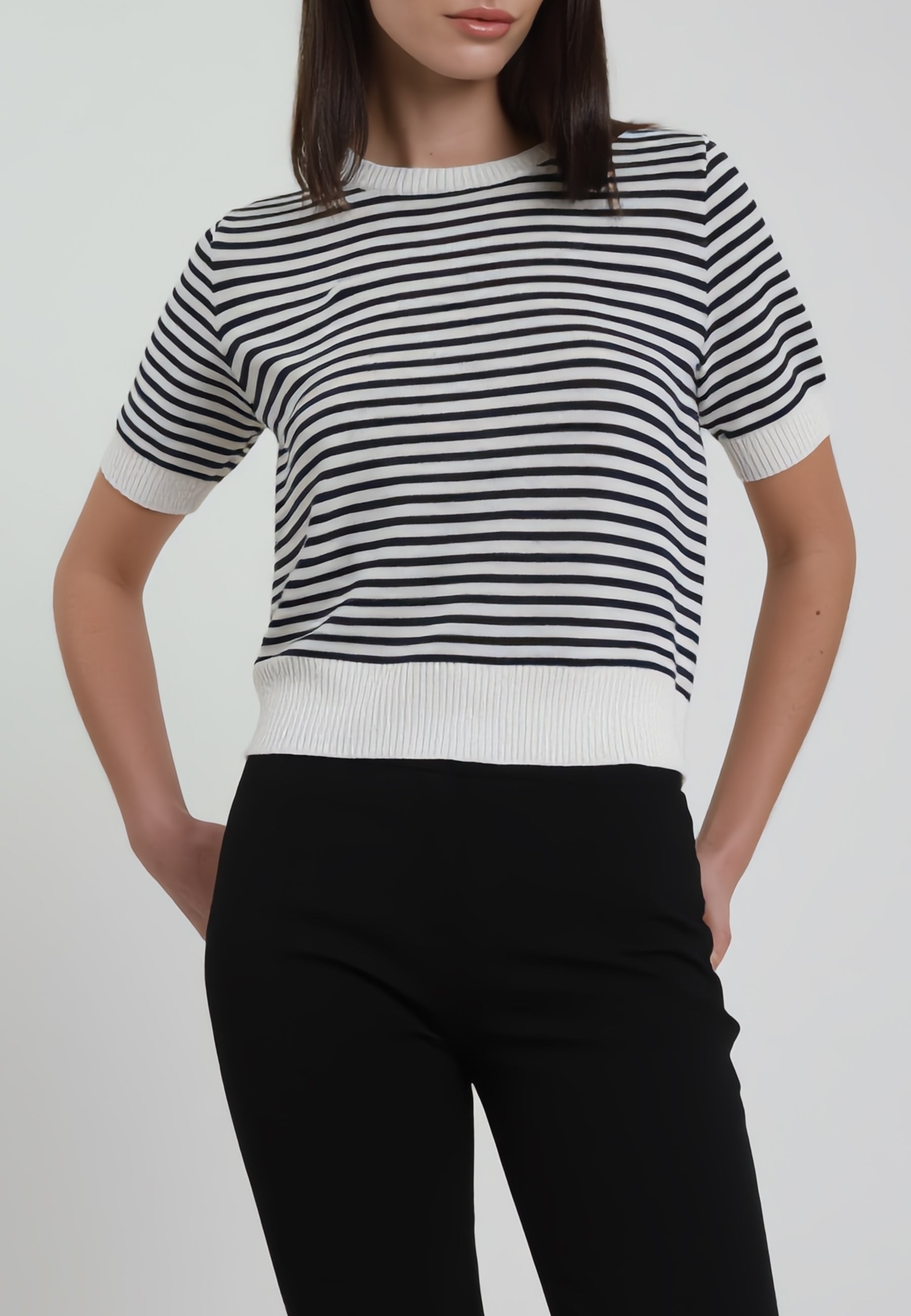 SUSY MIX Maglia Donna Mezza Manica Viscosa Estiva Rigata 31740