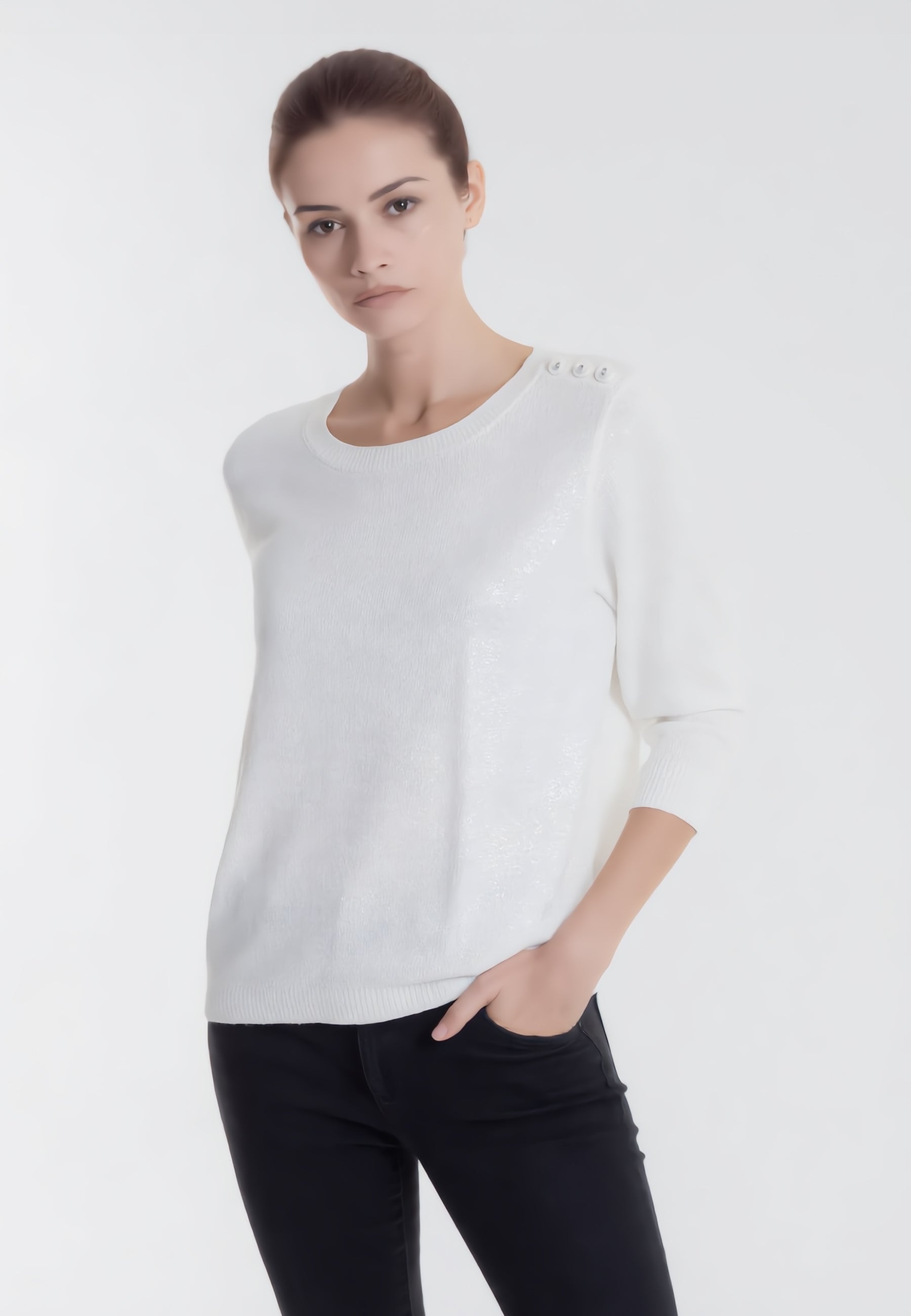 PREMODE Maglia Donna Cotone Lurex Manica Lunga ART. 456100