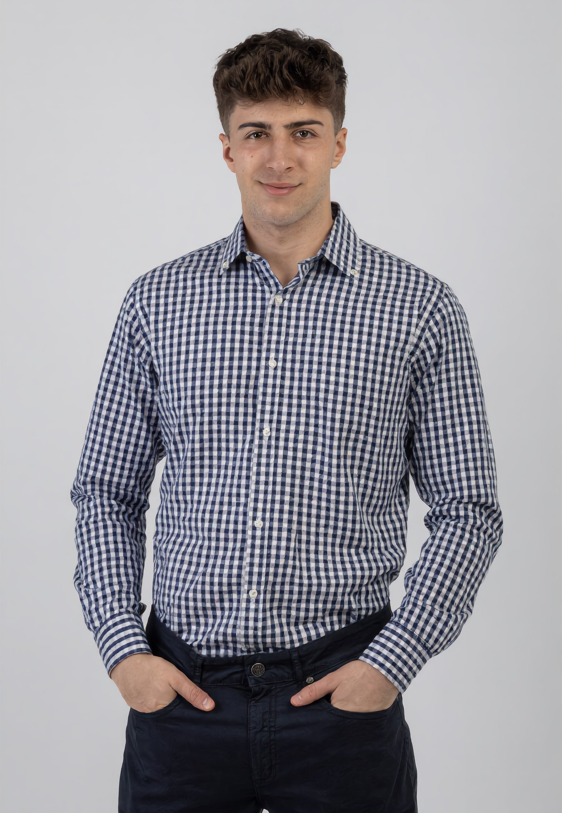 Camicia Uomo Regular Botton Down 100% Cotone Quadretti INGRAM 5M095