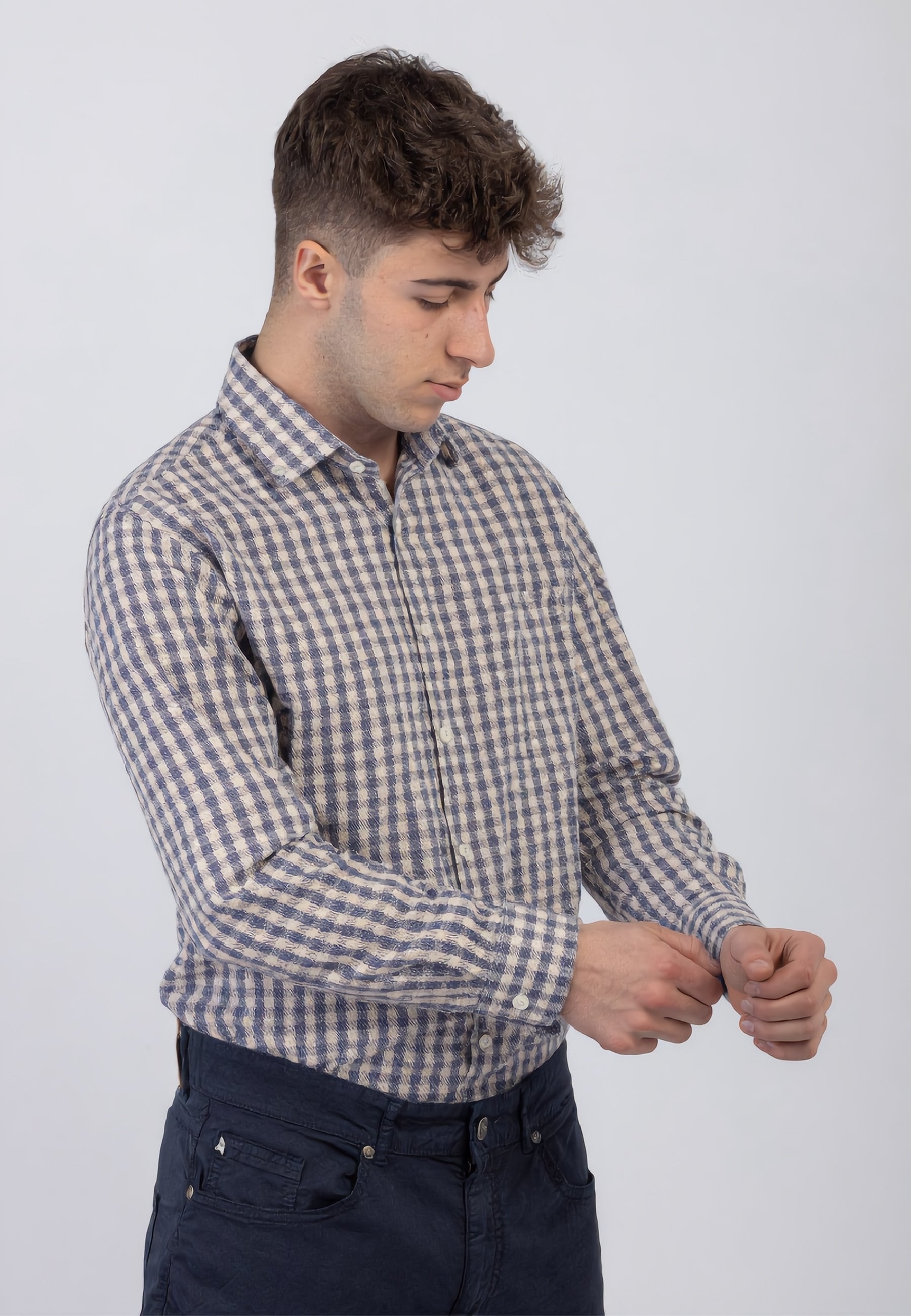 Camicia Uomo Regular Botton Down 100% Cotone Quadretti INGRAM 5M095