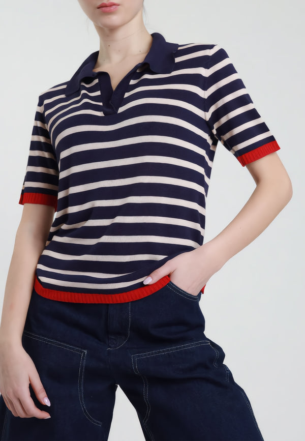 SUSY MIX Polo Donna M/M Viscosa Leggera Fantasia Rigata 61197