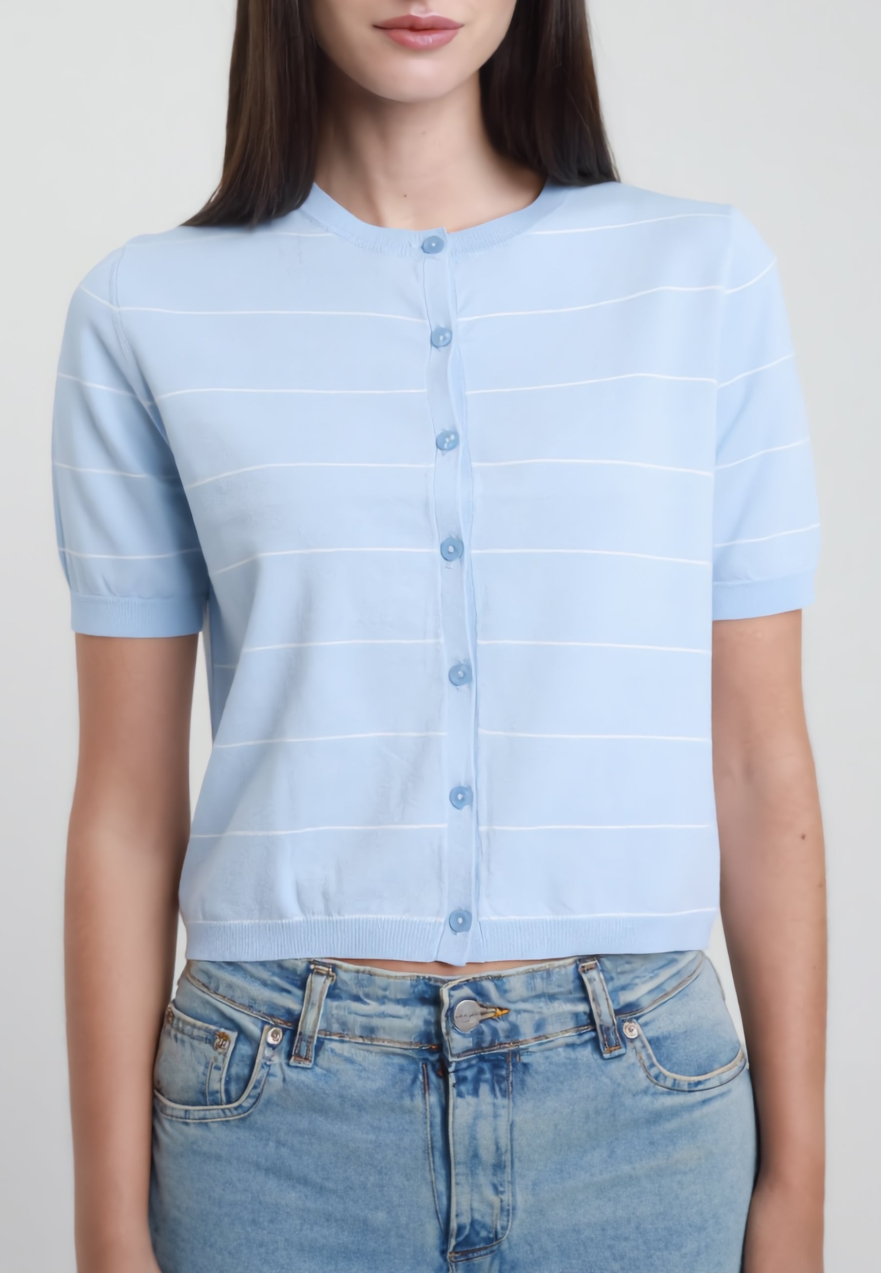 SUSY MIX Cardigan Donna Mezza Manica Viscosa Estiva Rigata 6268