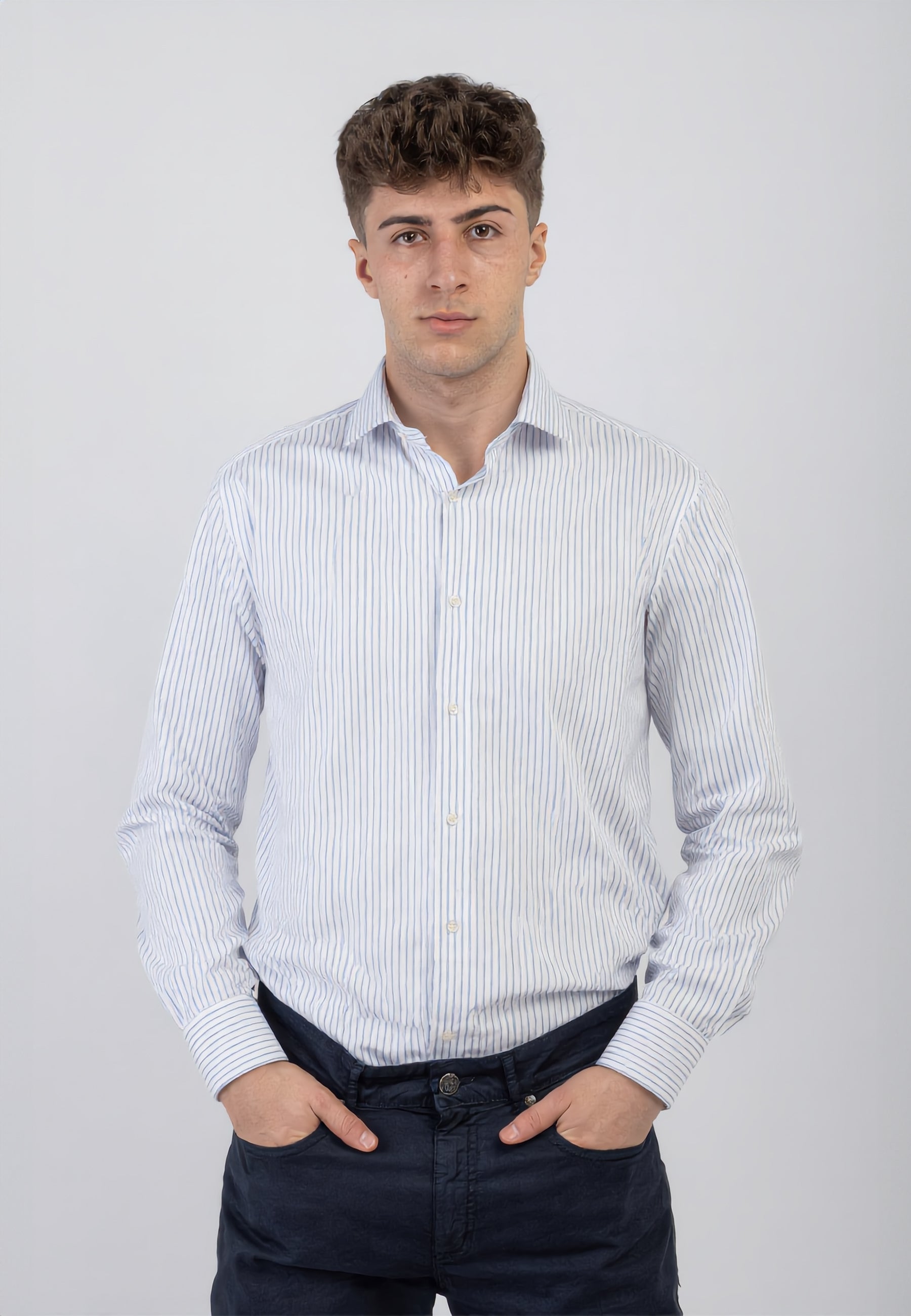 Camicia Uomo Regular 100% Cotone NO STIRO Bastoncino INGRAM 68918