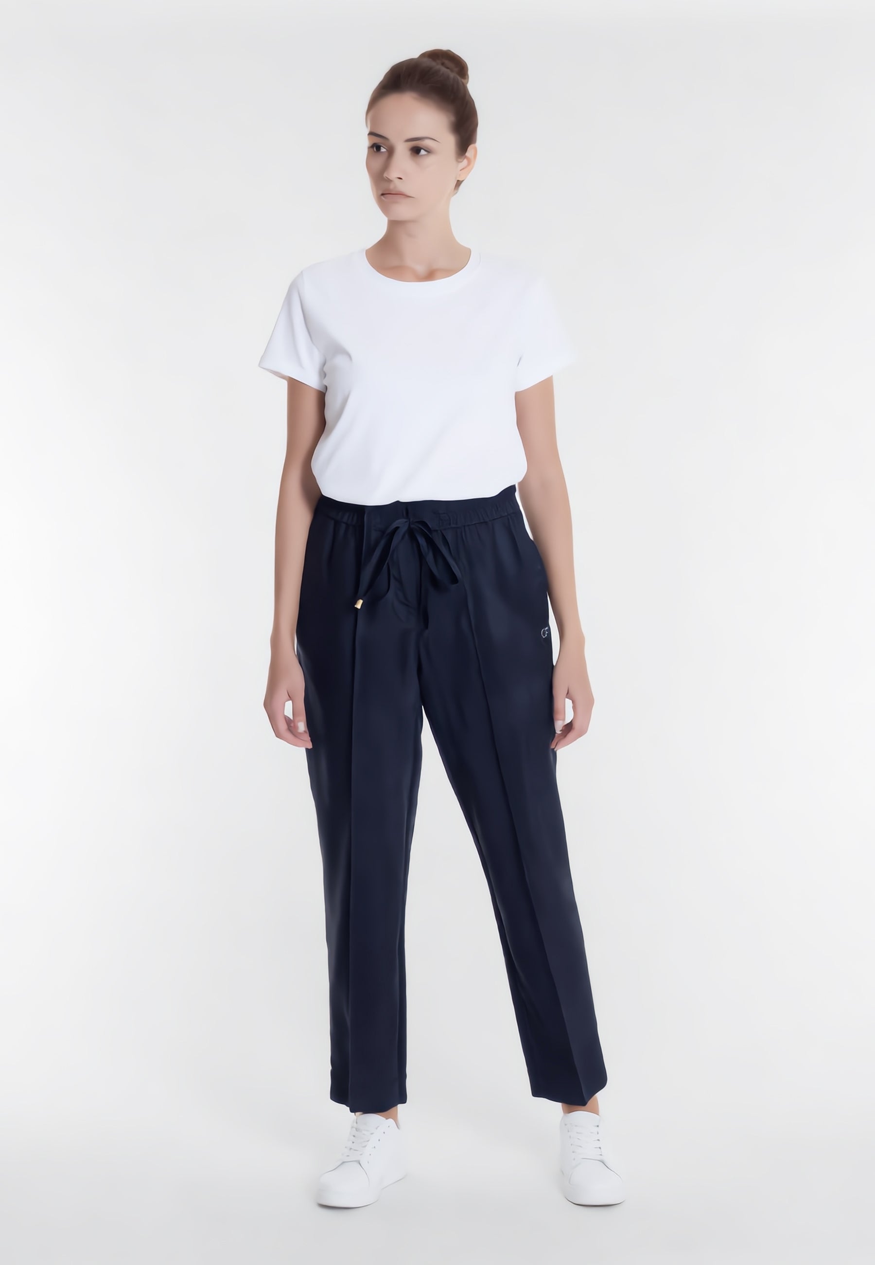 CARLA FERRONI Pantalone Donna Lungo Elastico Lyocell Estivo 70249
