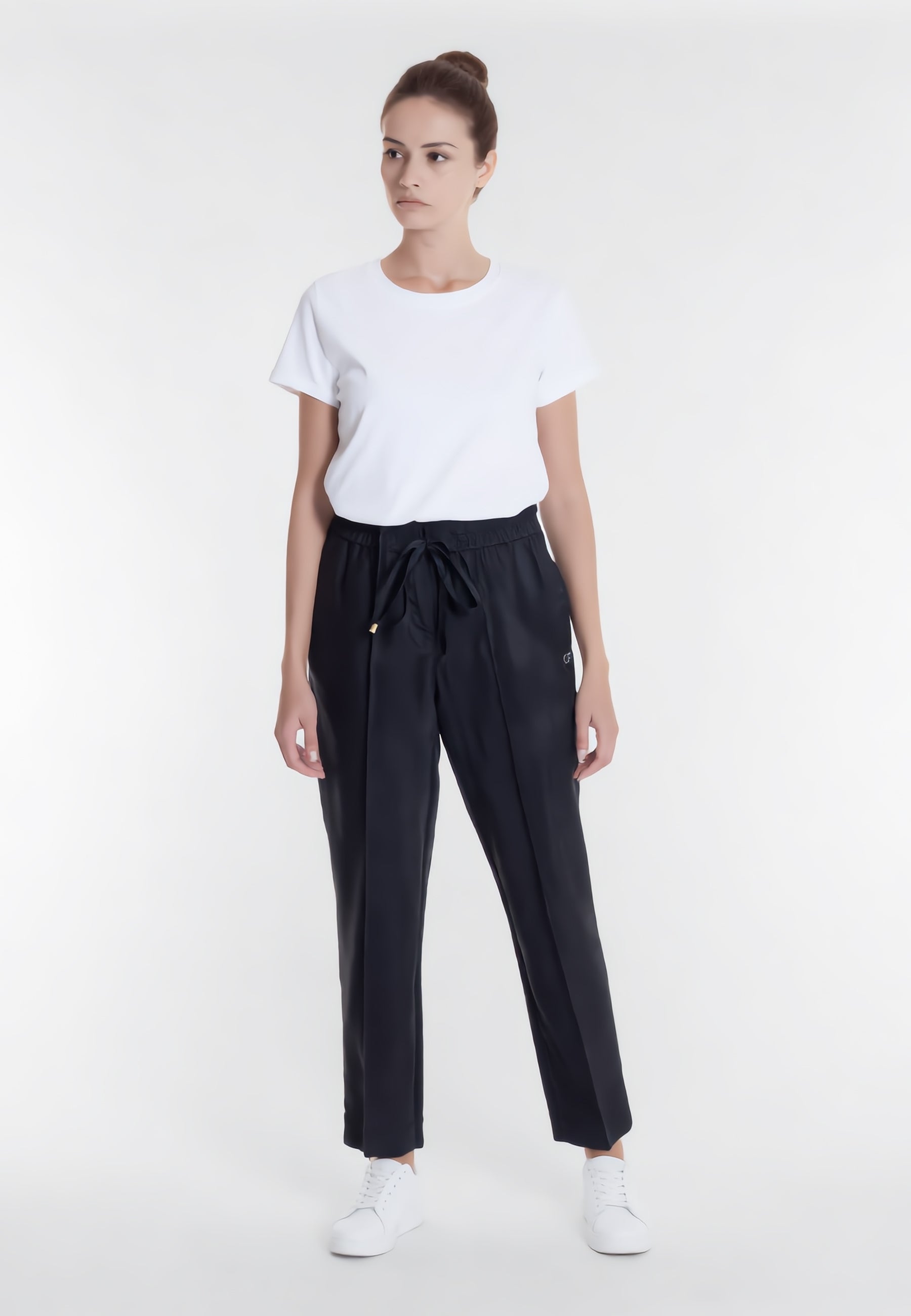 CARLA FERRONI Pantalone Donna Lungo Elastico Lyocell Estivo 70249