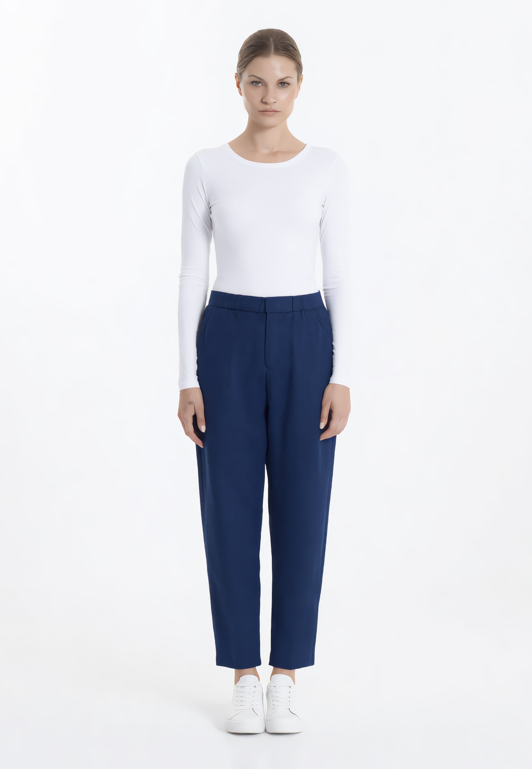 CARLA FERRONI Pantalone Donna Lungo Elastico Cotone Estivo 70251