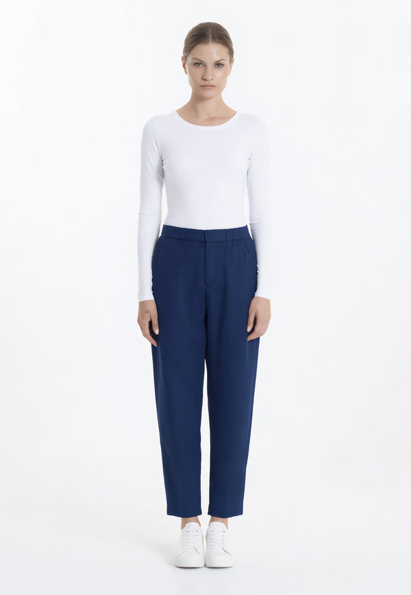 CARLA FERRONI Pantalone Donna Lungo Elastico Cotone Estivo 70251