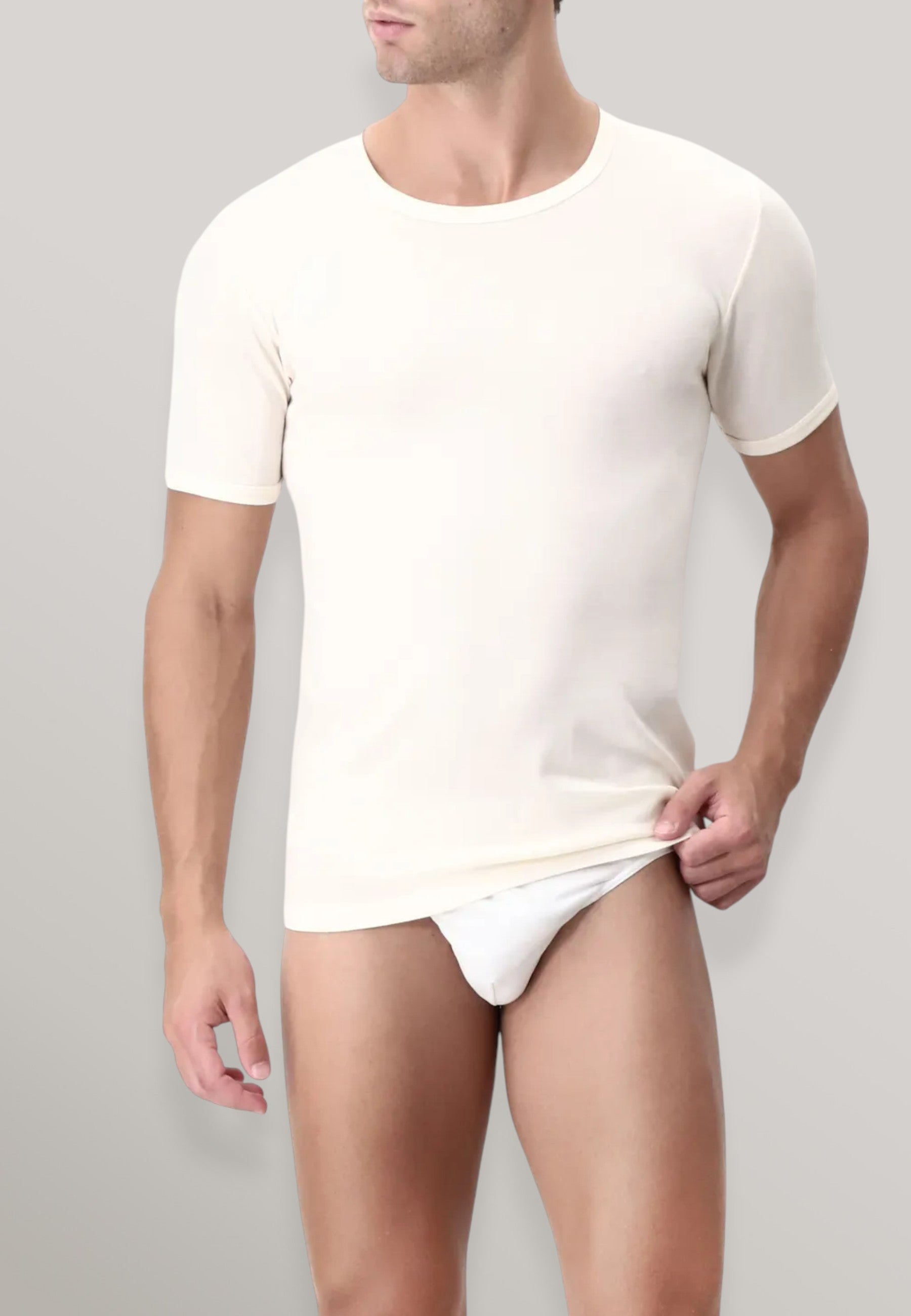 PEROFIL T-shirt M/M Girocollo Lana Seta Cotone