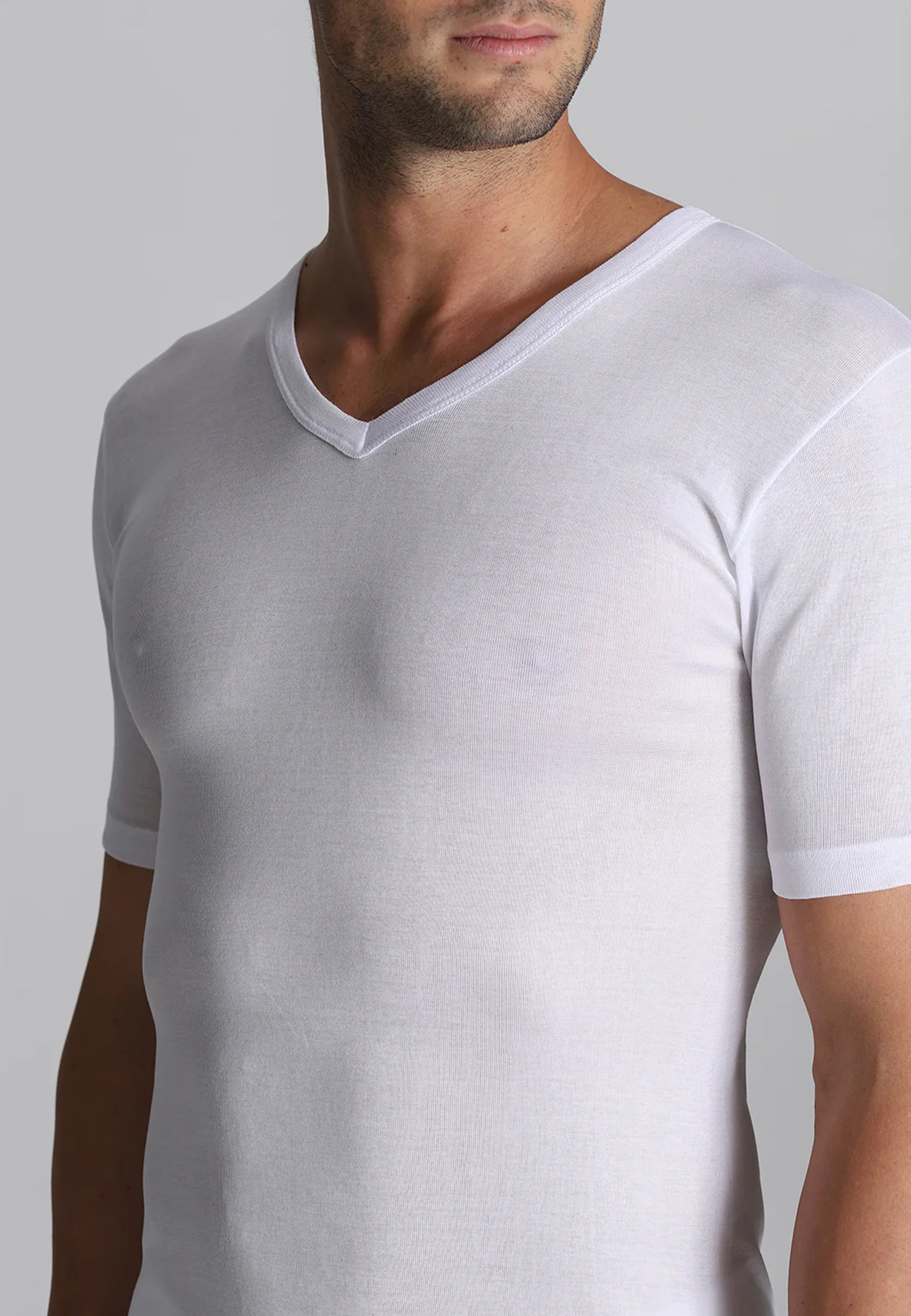 OFFERTA 3 PEZZI ALPINA 22 ANM061 T-Shirt Uomo Scollo V Mezza Manica 100% Filo Scozia