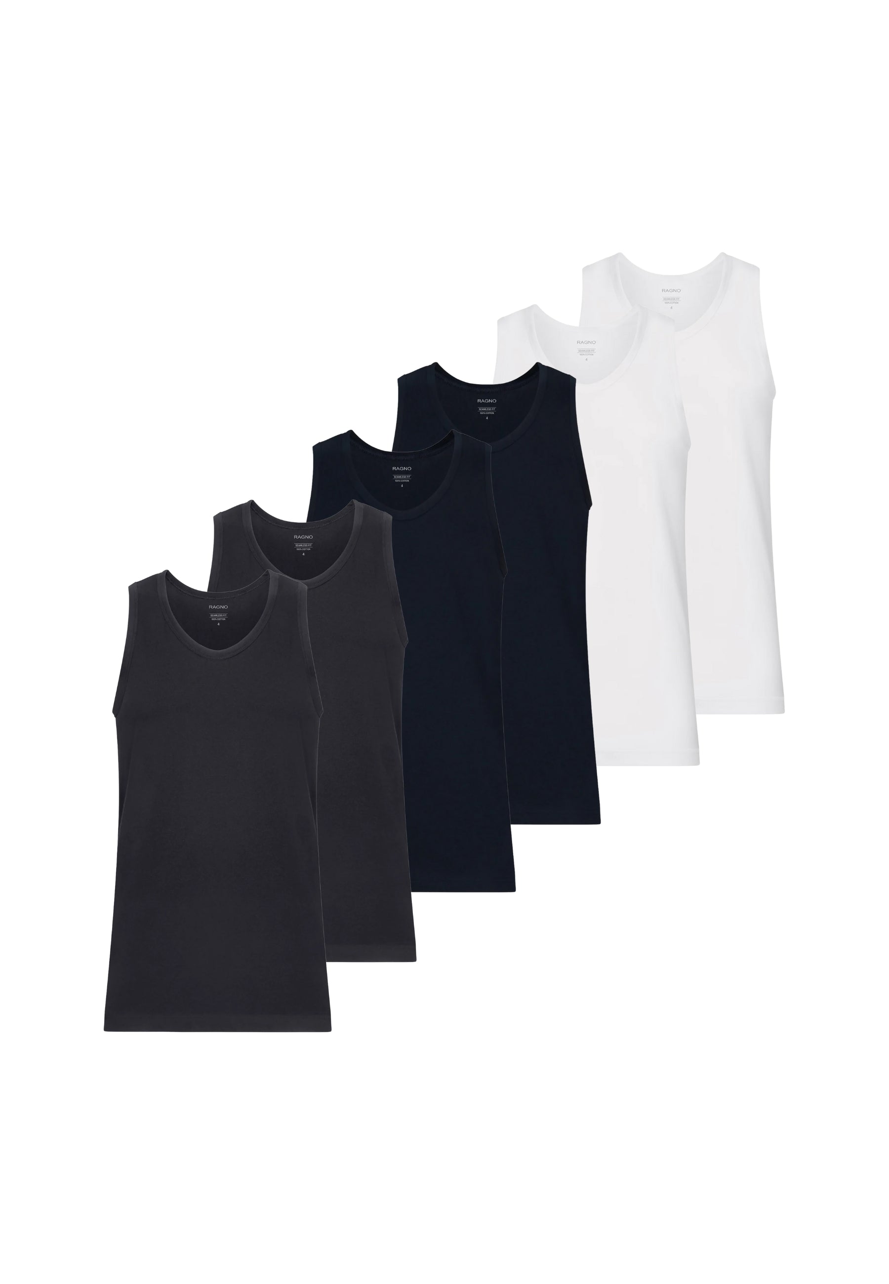 OFFERTA 6 PEZZI RAGNO 601412 Canottiera Spalla Larga Uomo 100% Cotone