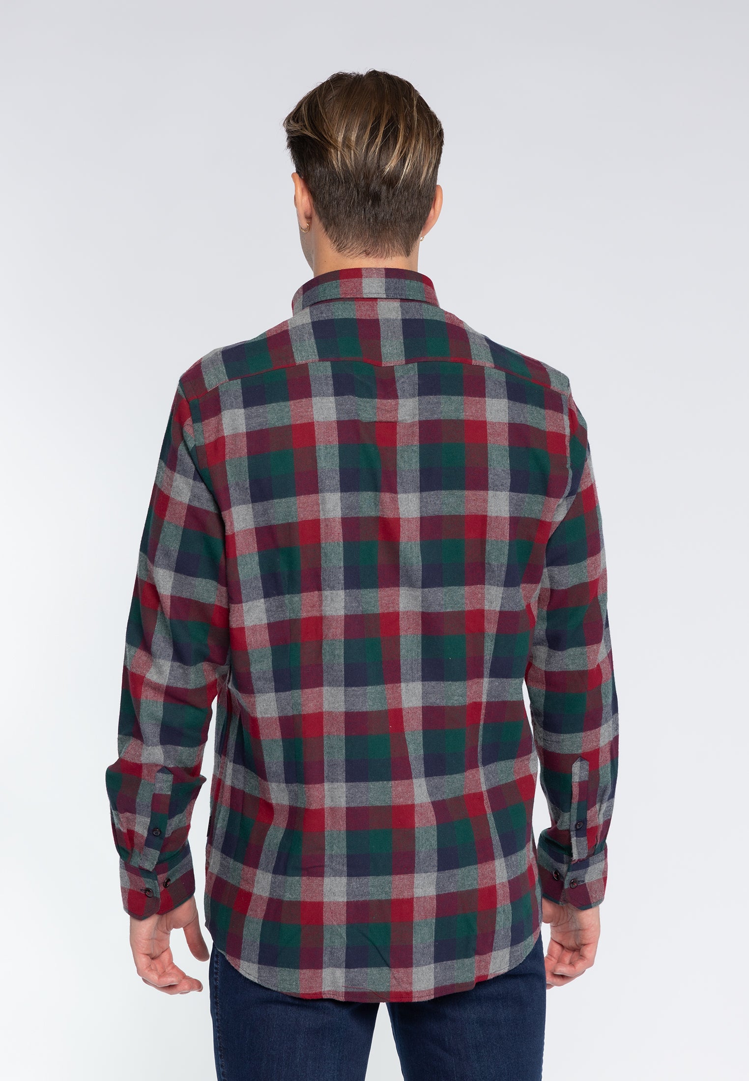 Cromoncent Camicia Uomo Estiva A Maniche Corte – Quadri Buffalo In Cotone E Lino – Taglia 4XL, Rosso E Verde
