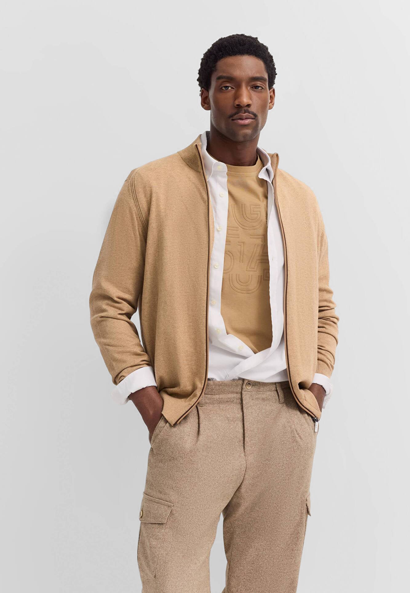 BUGATTI Maglia Uomo Giacca Zip Cotone Cachemire ART. 7600-85520D