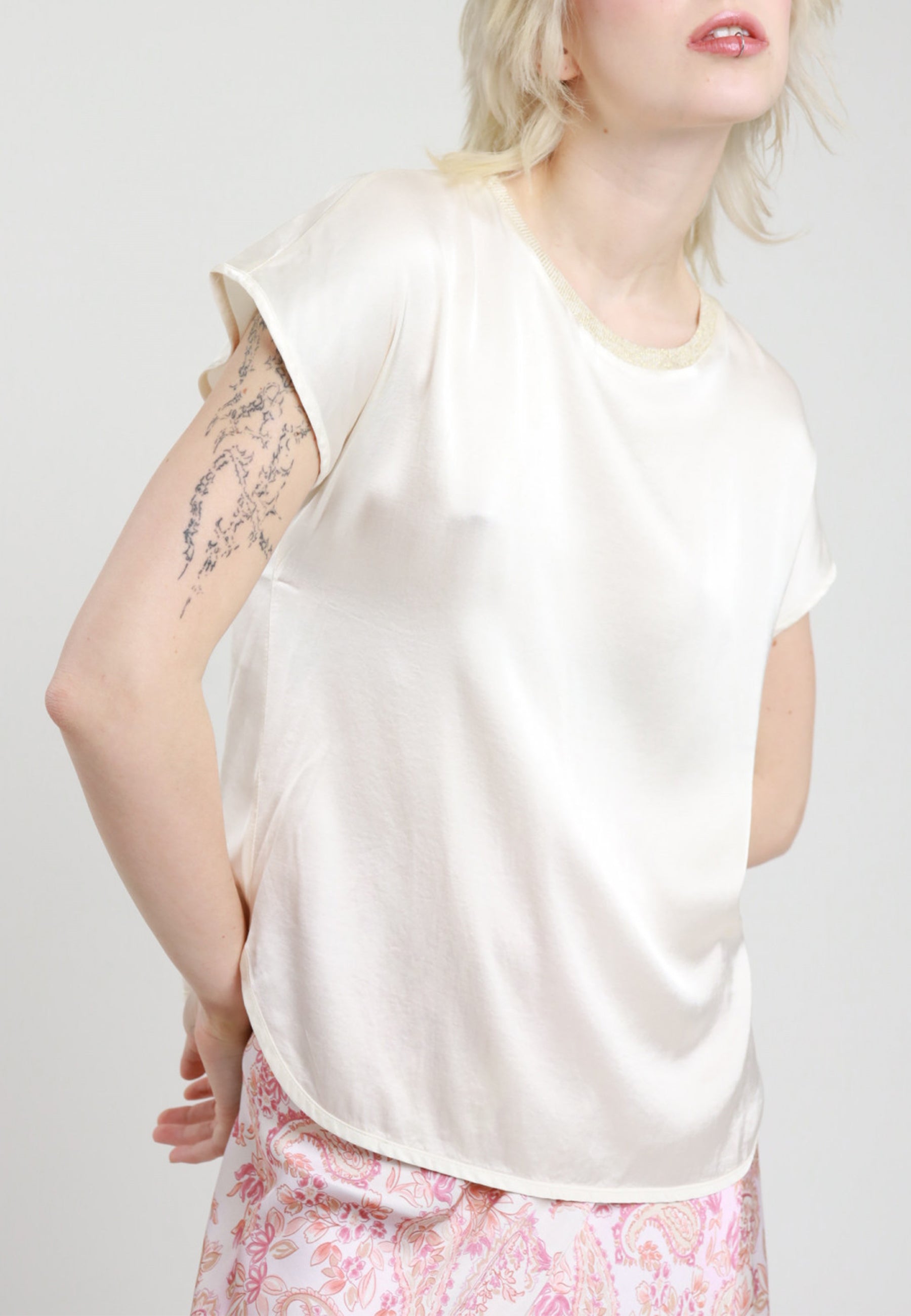 SUSY MIX Blusa Donna Mezza Manica Viscosa Estiva Lurex C807BU