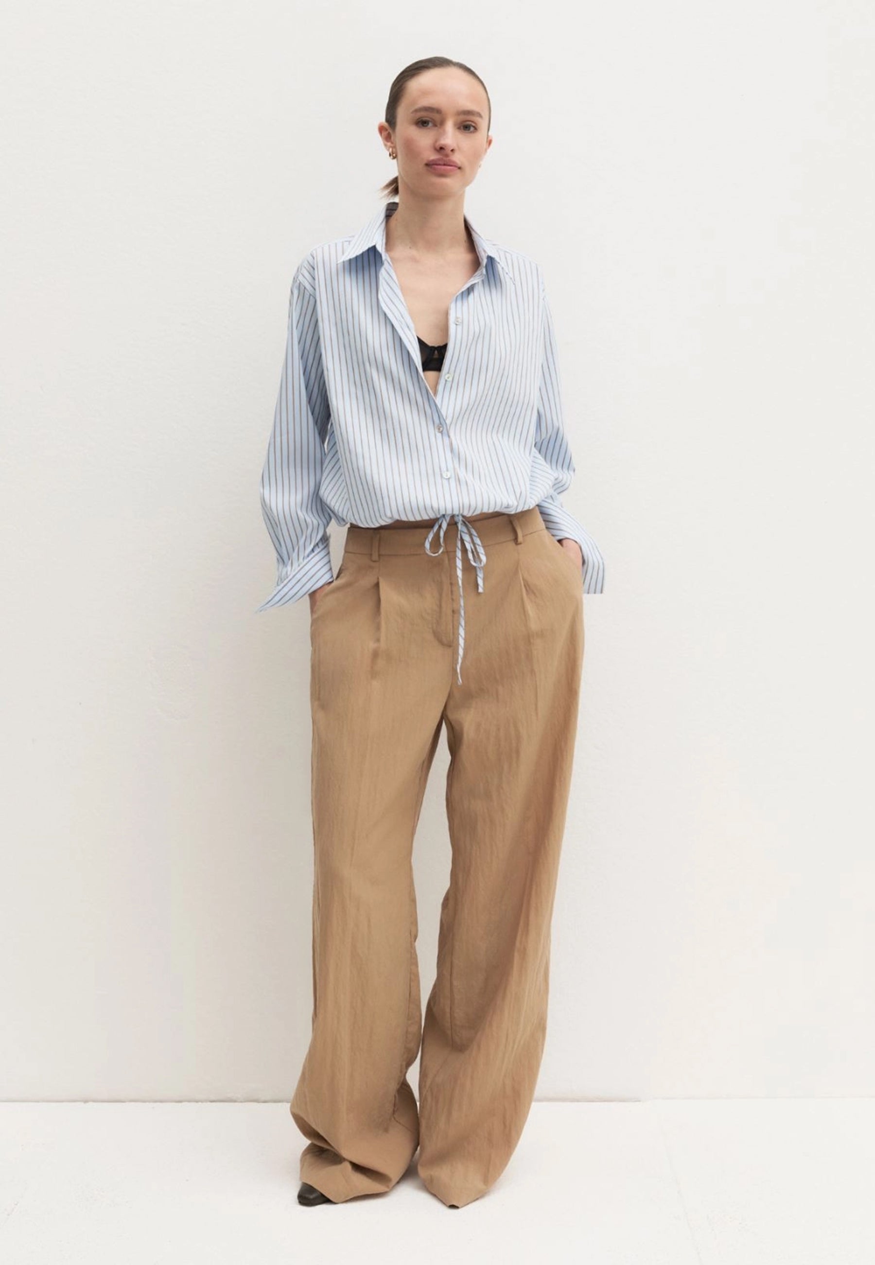 EMME MARELLA Camicia Donna Lunga Cotone Caldo Rigata CHIFFON