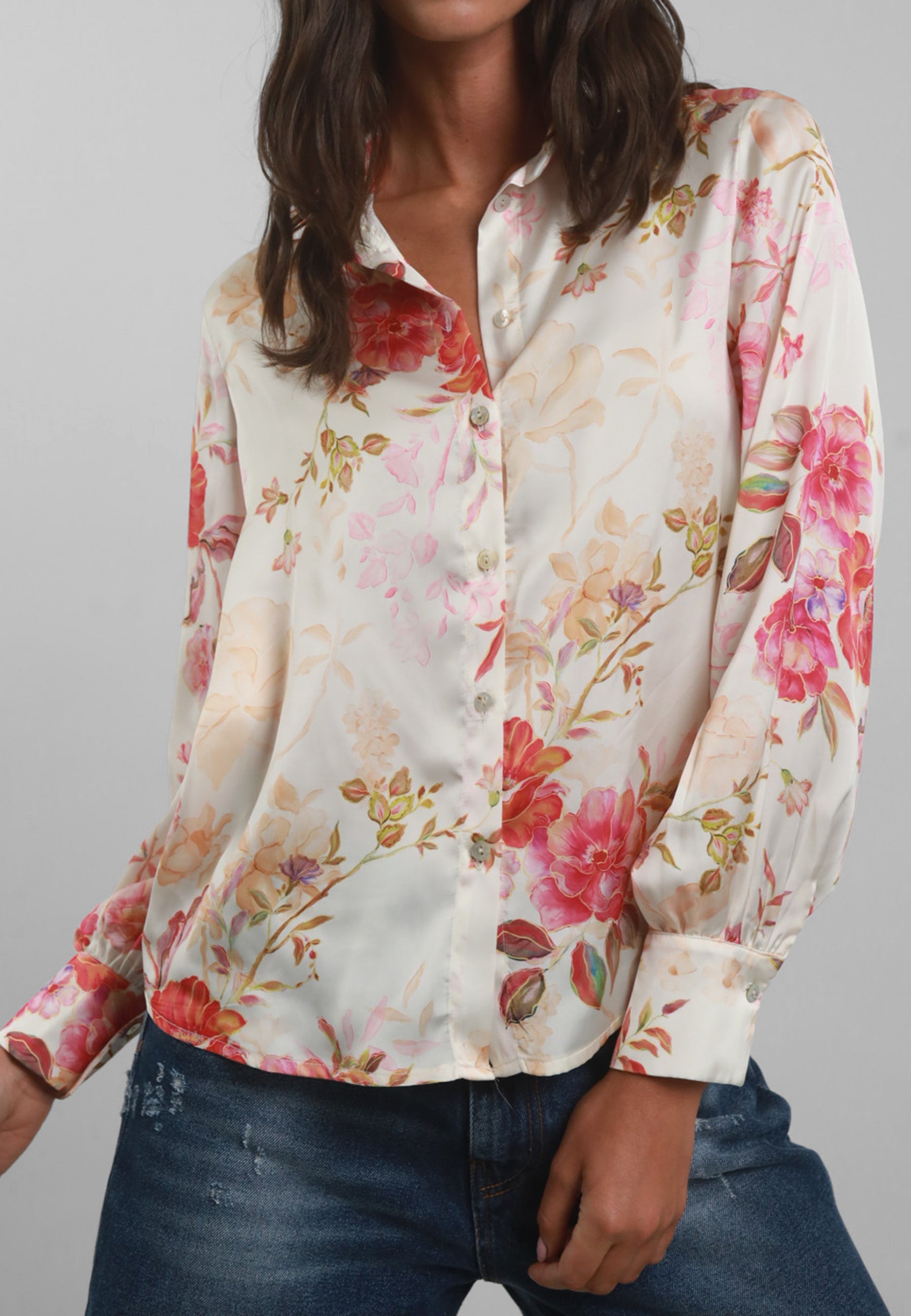 Camicia Donna Manica Lunga Fantasia Fiori SUSY MIX CM030530