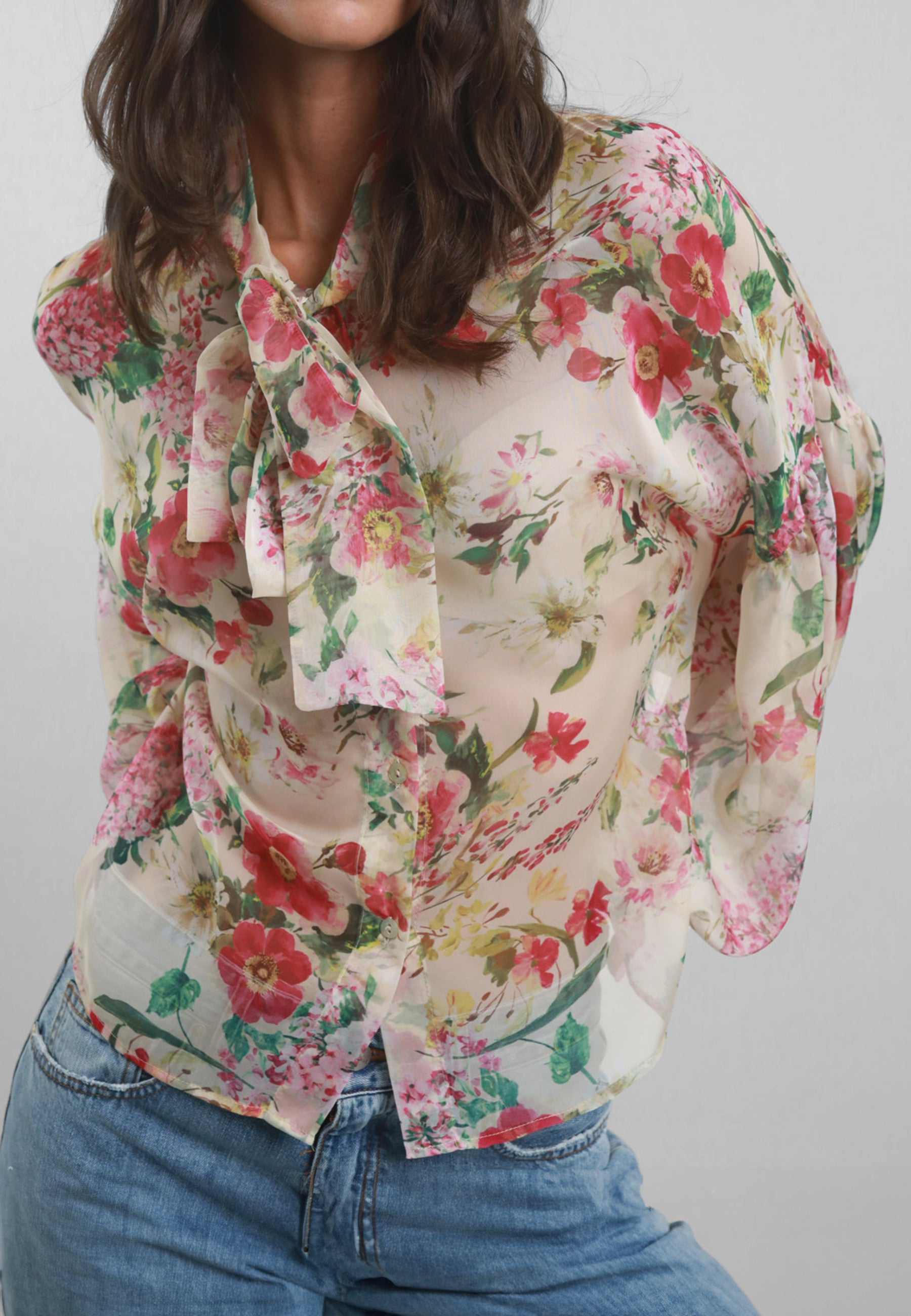 Camicia Donna Manica Lunga Fantasia Fiori SUSY MIX CM05731