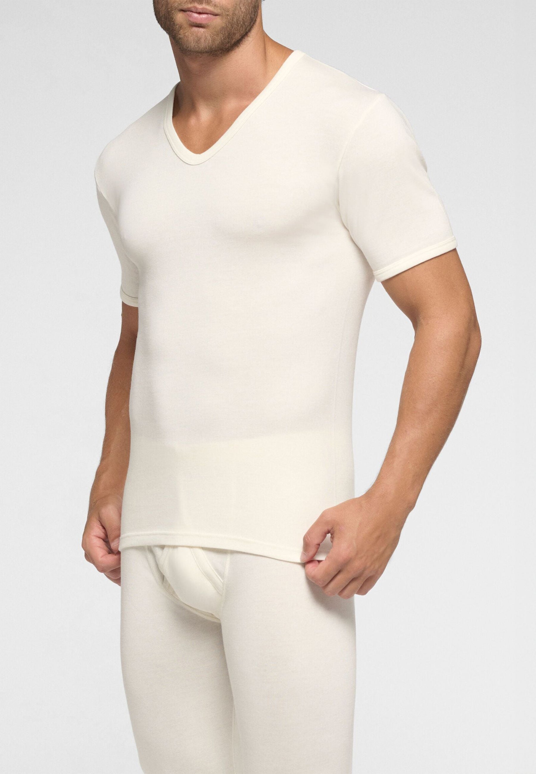 PEROFIL T-shirt M/M Scollo V Lana Seta Cotone