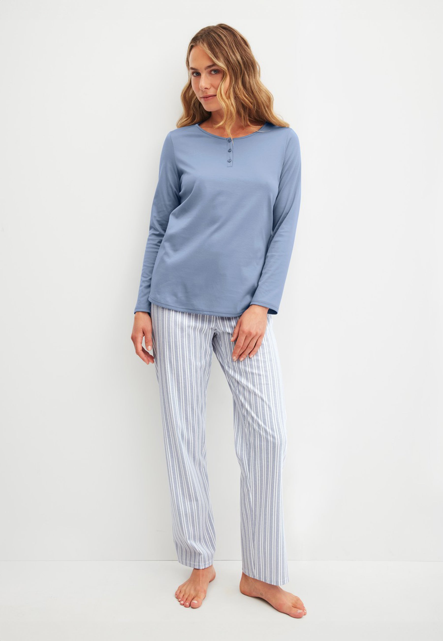 CALIDA Pigiama Donna Lungo Serafino Cotone Interlock ART. 42326