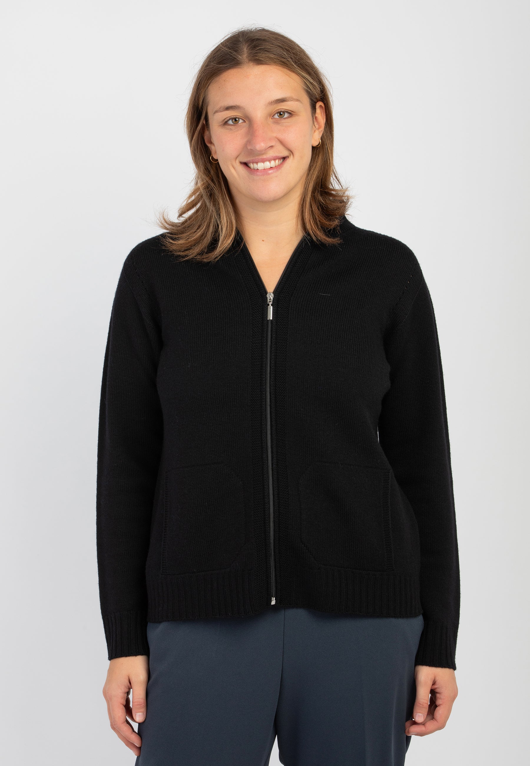 CARLA FERRONI Giacca Zip Maglia Donna in Pura Lana ART. 4370