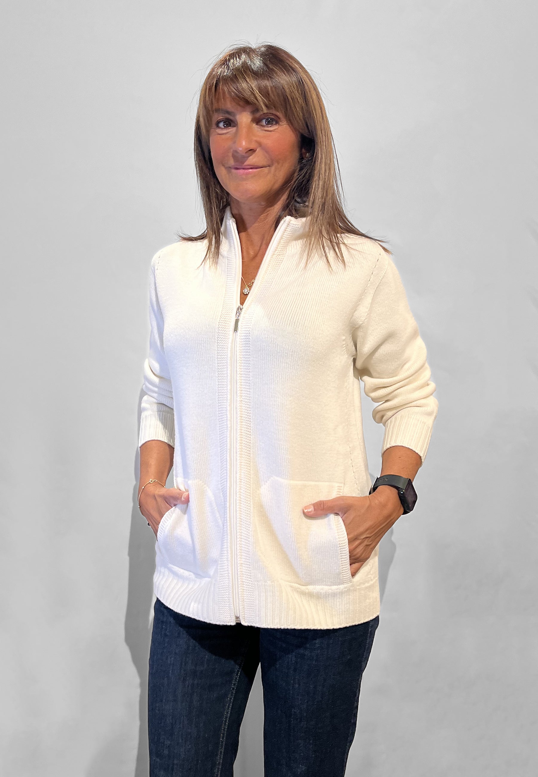 CARLA FERRONI Giacca Zip Maglia Donna in Pura Lana ART. 4370