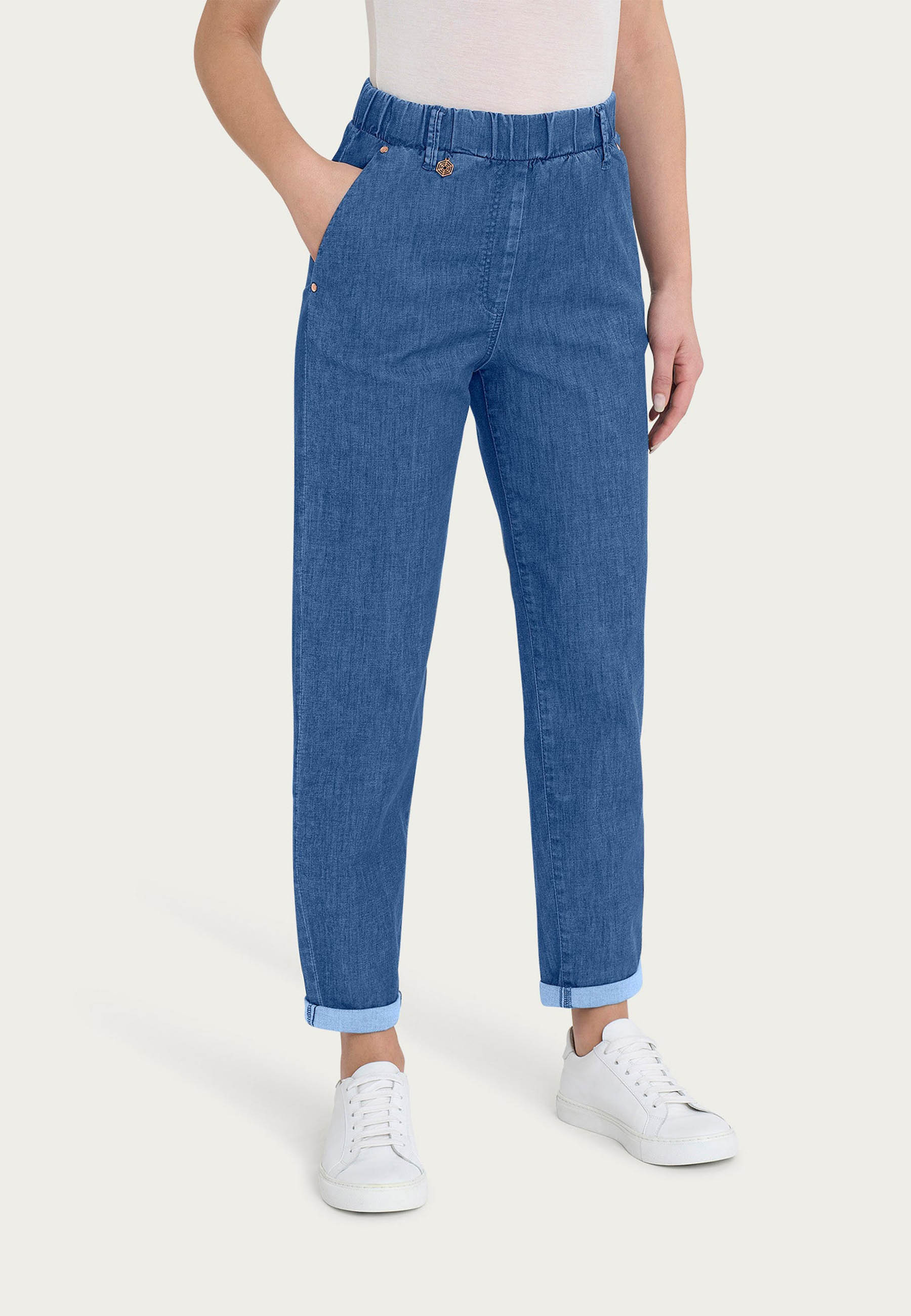 RAGNO Pantalone Lungo Donna Tessuto Jeans Cotone Leggero DN18P7