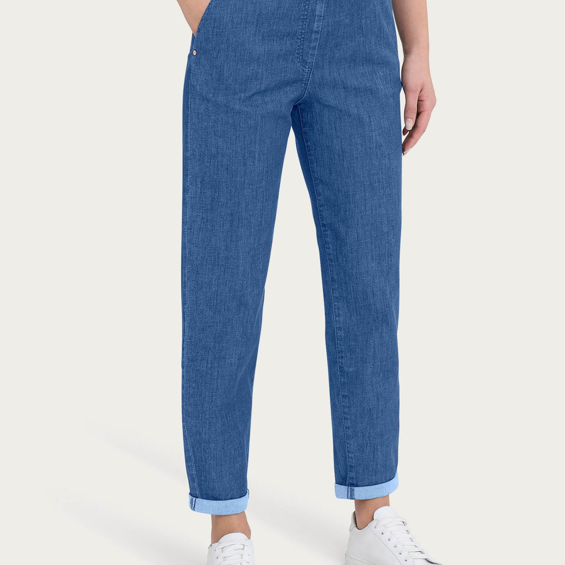 Pantalone Tregging Denim Effetto Vaquero – Comfort E Stile Skinny In Azzurro Chiaro Taglia 48