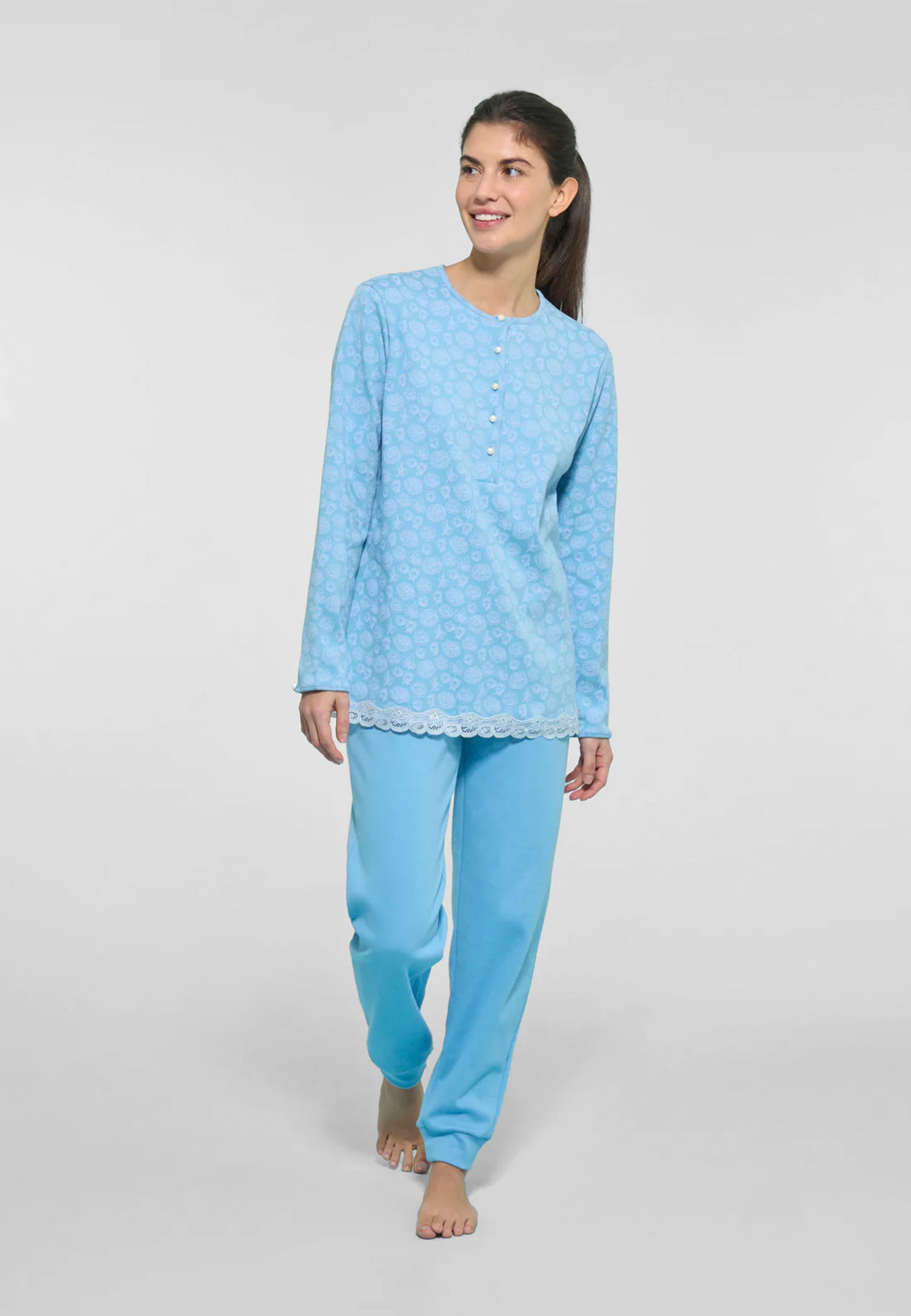 Pigiama Donna 100% Cotone Felpato RAGNO DO05N1