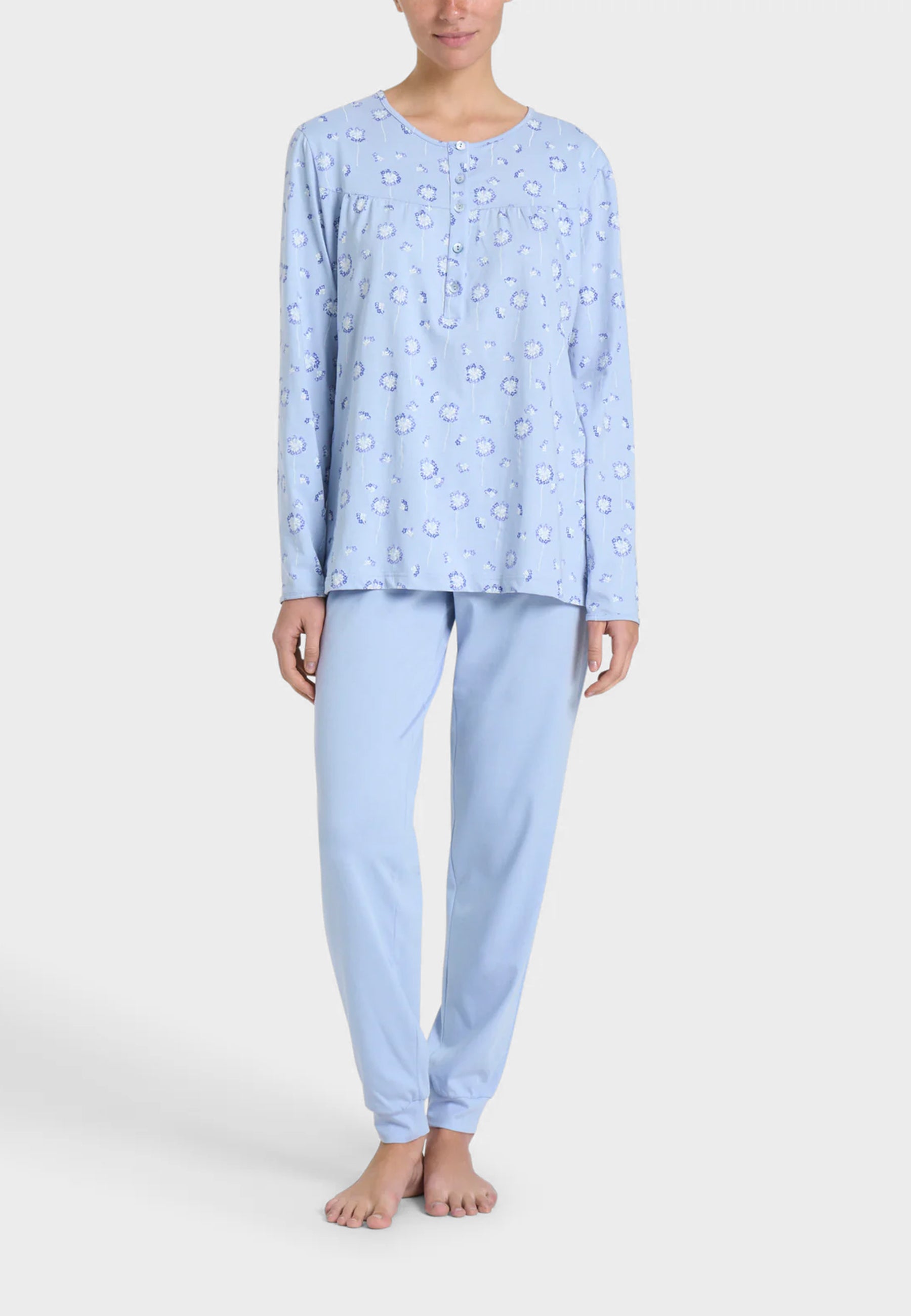 Pigiama Donna Manica Lunga Fantasia 100% Cotone Leggero RAGNO DP32N1