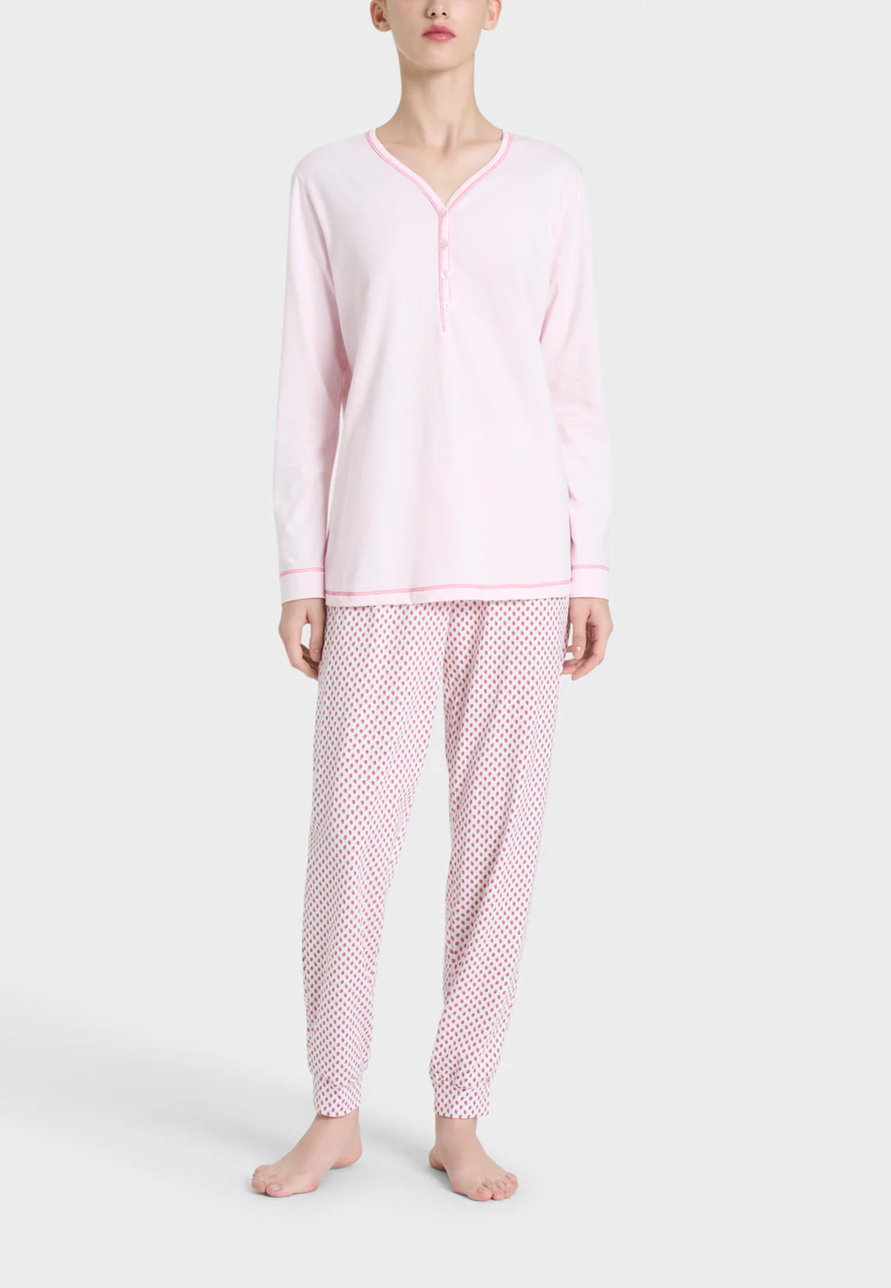 Pigiama Donna Manica Lunga 100% Cotone Leggero RAGNO DQ12N1