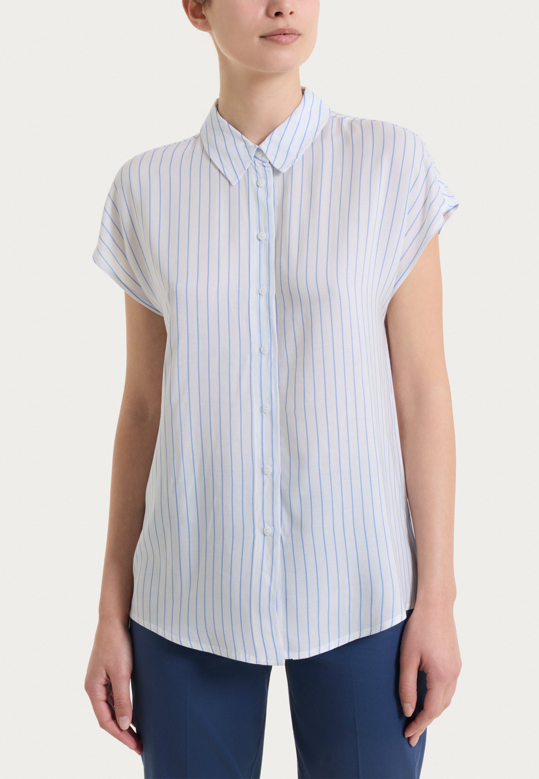 RAGNO Camicia Donna Mezza Manica Cotone Estivo Rigata DS57SM