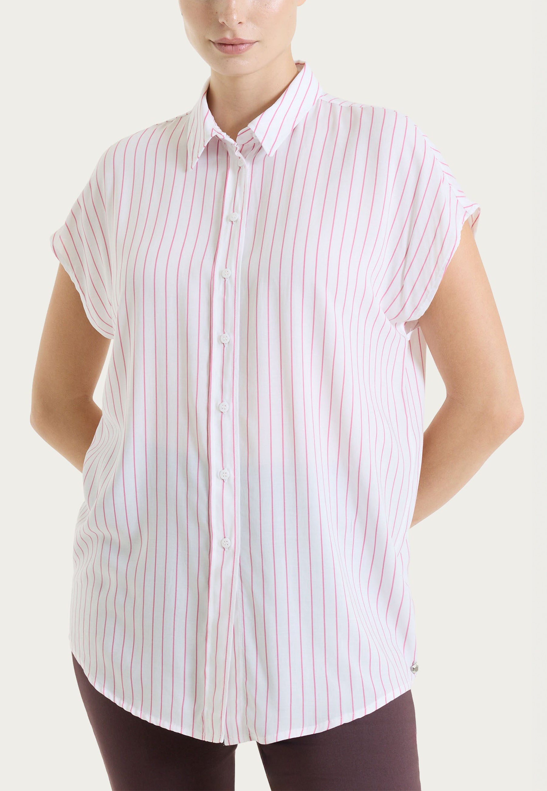 RAGNO Camicia Donna Mezza Manica Cotone Estivo Rigata DS57SM