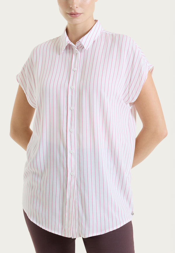 RAGNO Camicia Donna Mezza Manica Cotone Estivo Rigata DS57SM