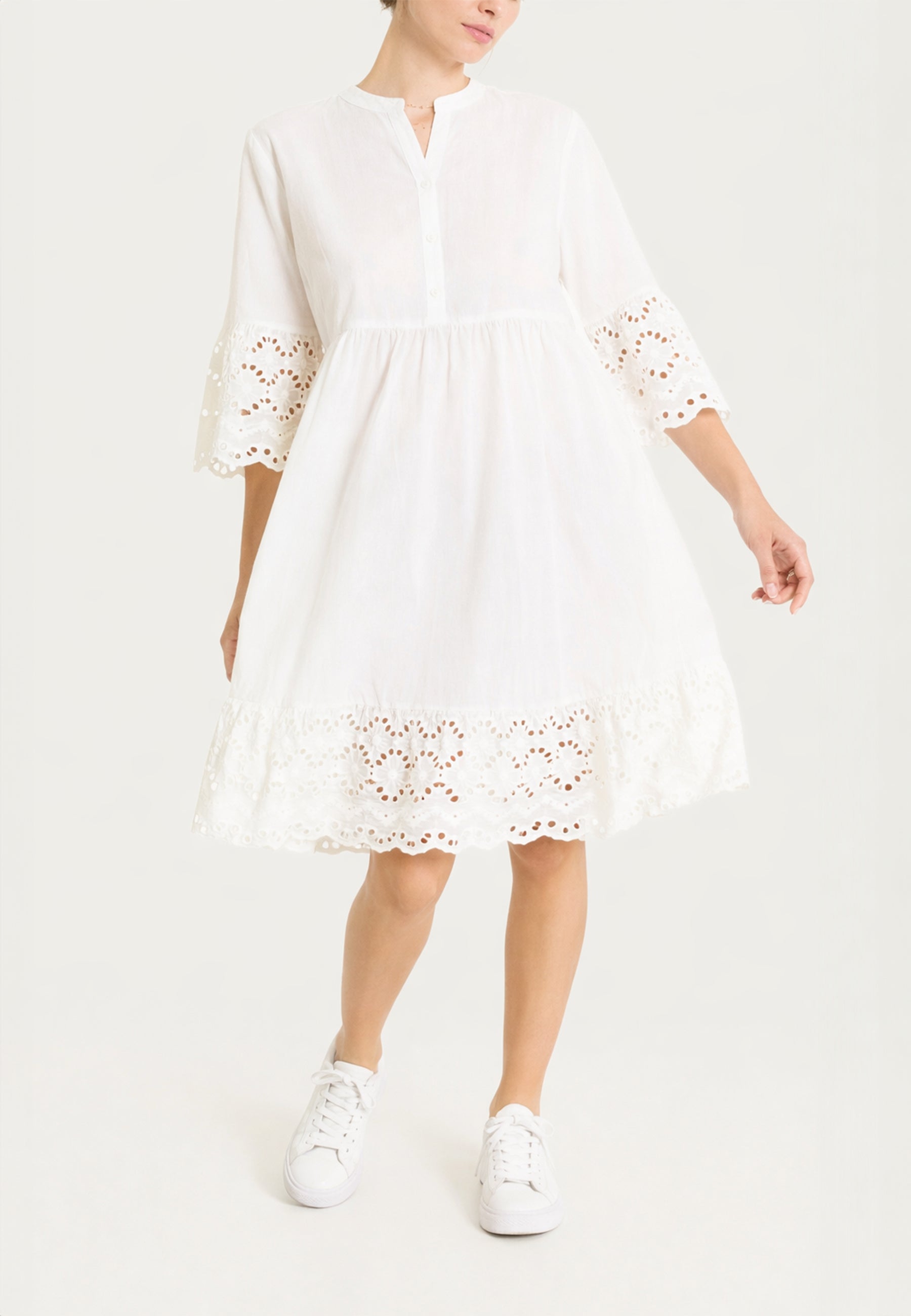 RAGNO Abito Donna Manica 3/4 Serafino Cotone Estivo DS91DG