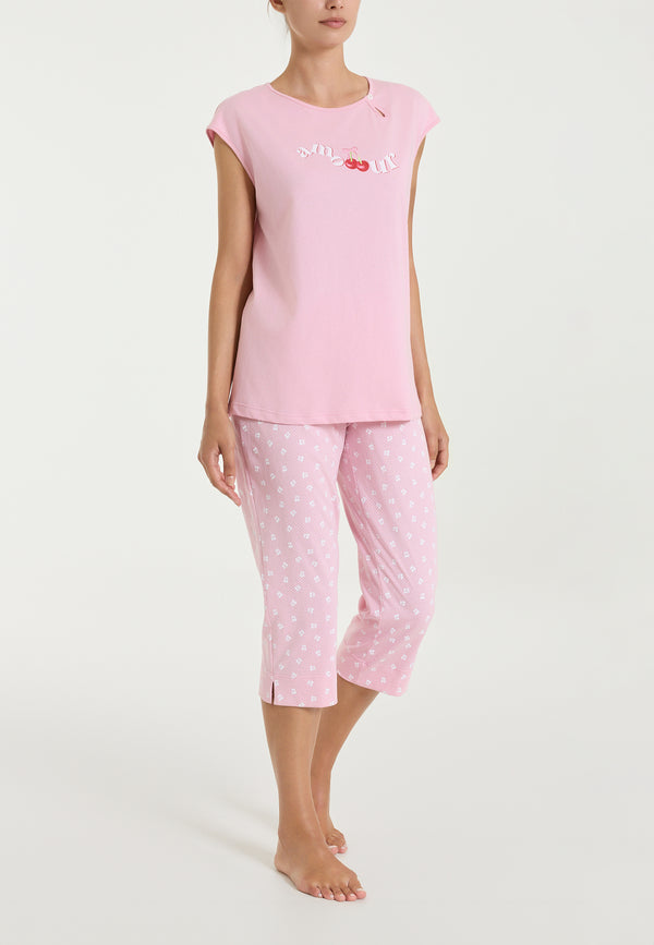 RAGNO Pigiama Donna Corto Cotone Jersey Leggero Fantasia DT06NB