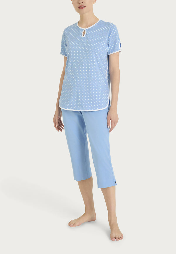 RAGNO Pigiama Donna Corto Cotone Leggero Fantasia Pois DT36NB