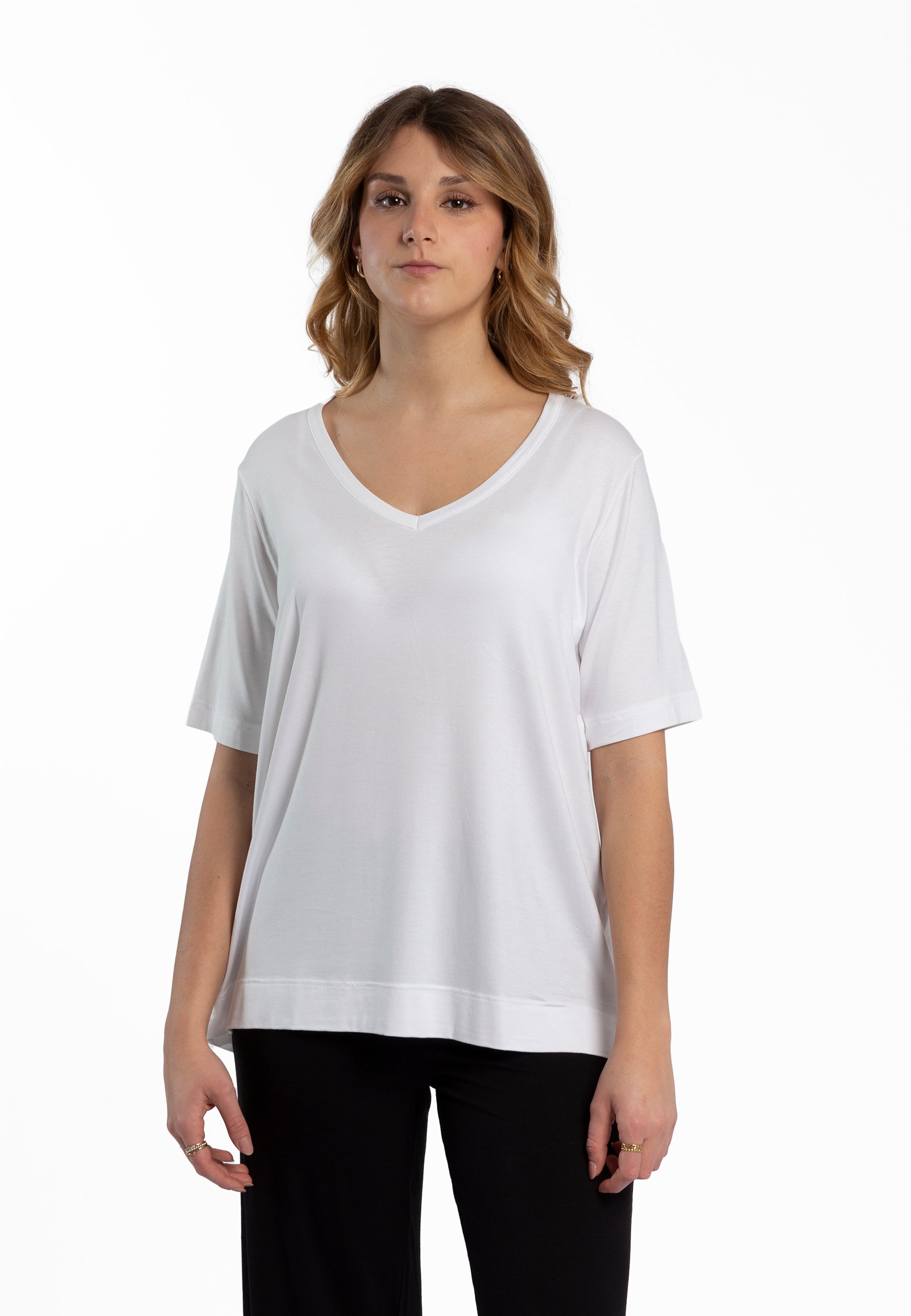 T-Shirt Donna Mezza Manica Scollo V Viscosa RAGNO DN12T8