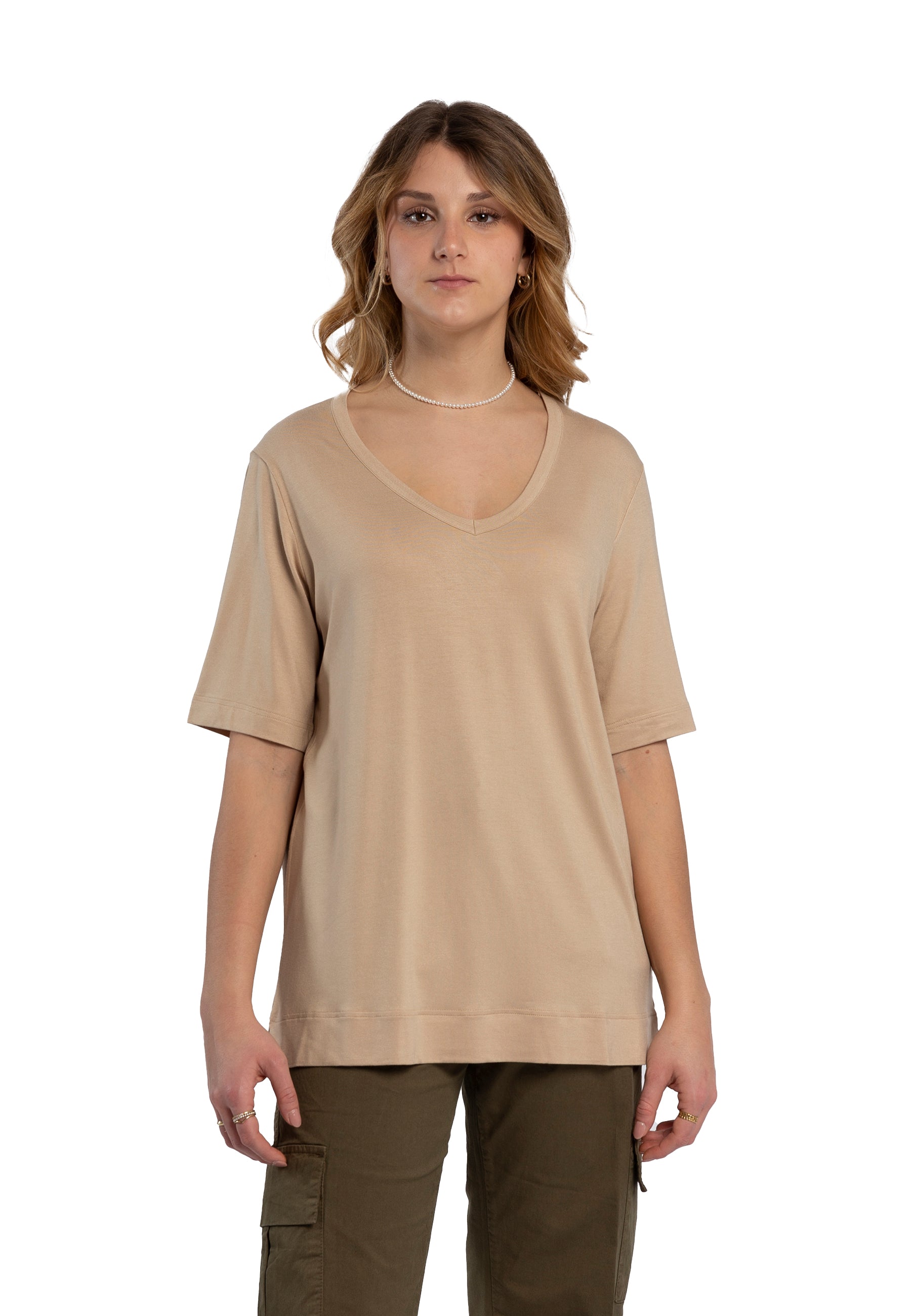 T-Shirt Donna Mezza Manica Scollo V Viscosa RAGNO DN12T8