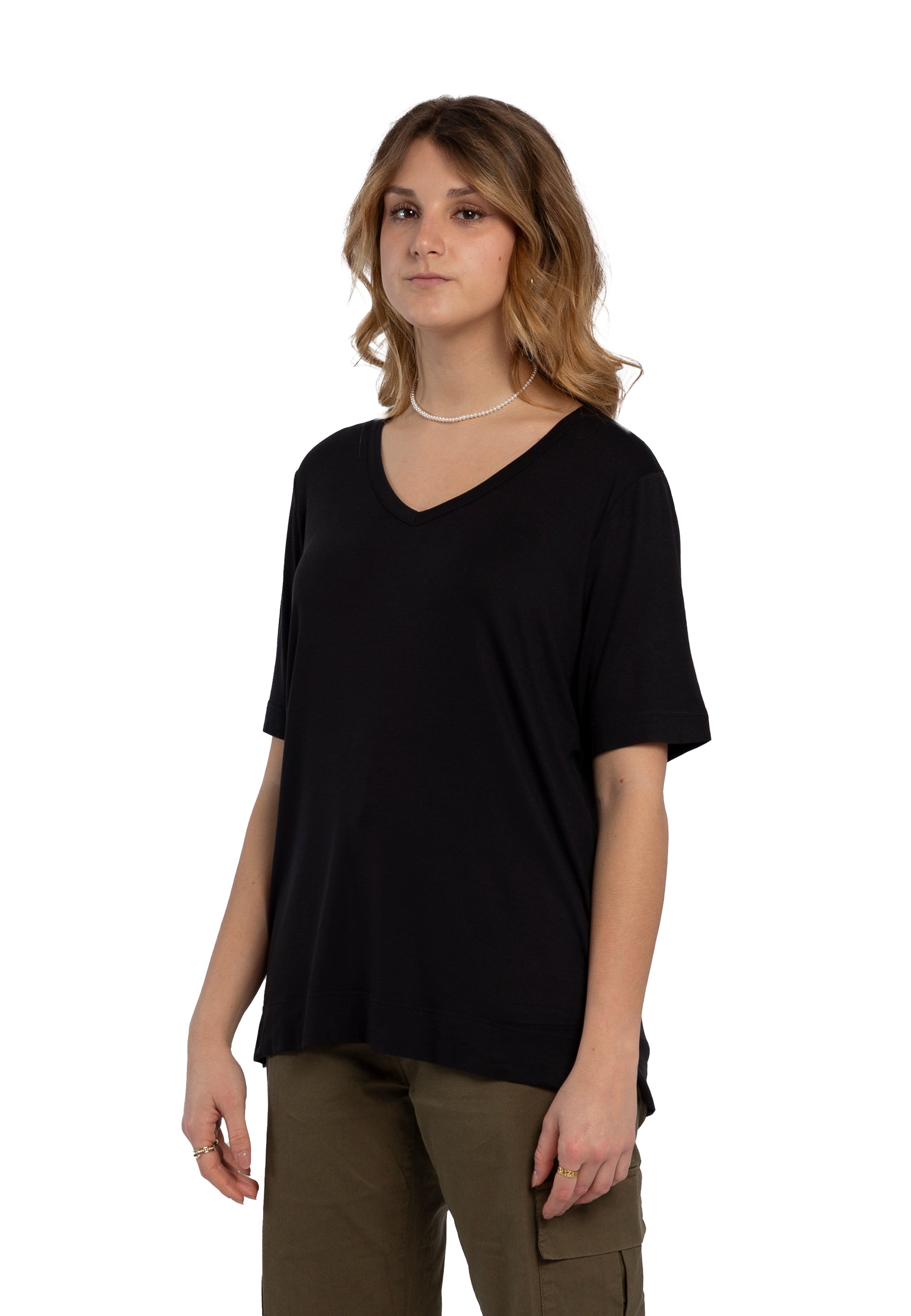 T-Shirt Donna Mezza Manica Scollo V Viscosa RAGNO DN12T8