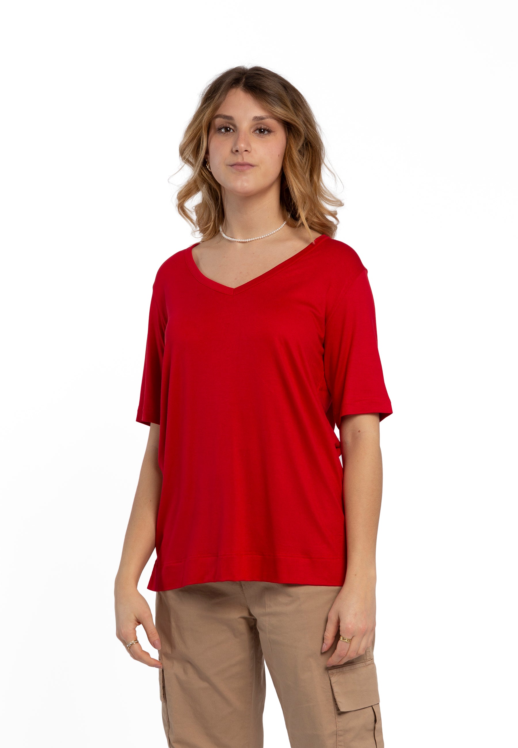 T-Shirt Donna Mezza Manica Scollo V Viscosa RAGNO DN12T8