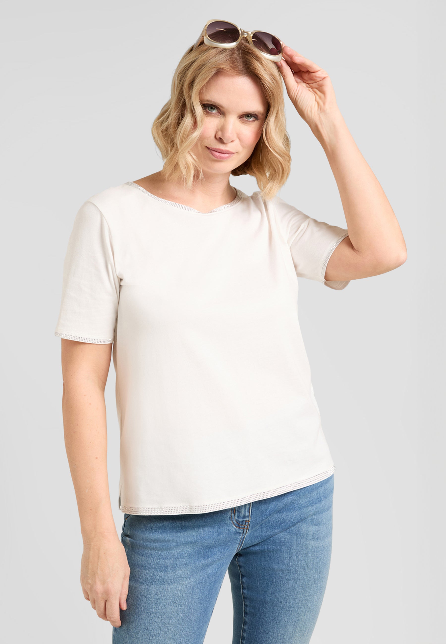 LUISA VIOLA T-Shirt Donna Jersey Cotone Con Strass ART. G088L0-82SH