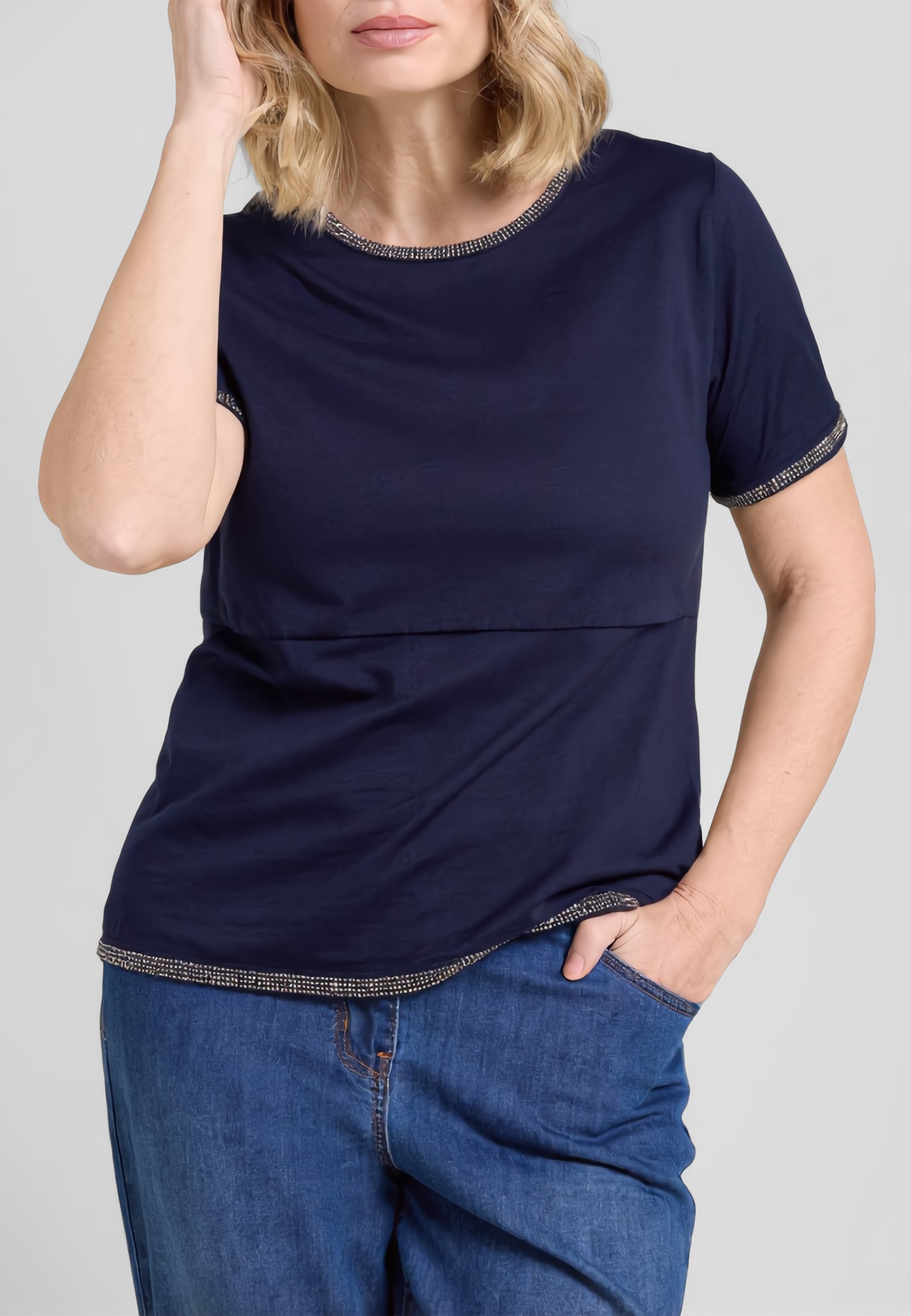 LUISA VIOLA T-Shirt Donna Jersey Cotone Con Strass ART. G088L0-82SH