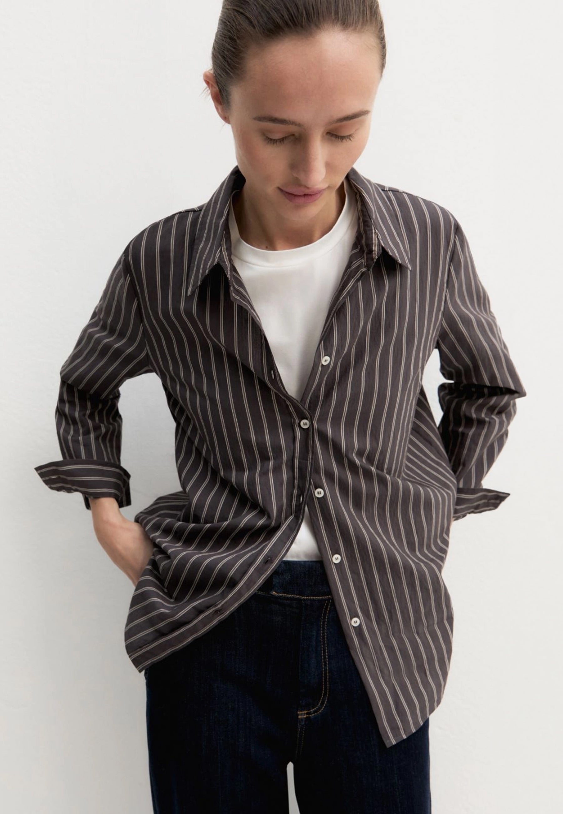 EMME MARELLA Camicia Donna Lunga Cotone Nylon Rigata GUGLIA