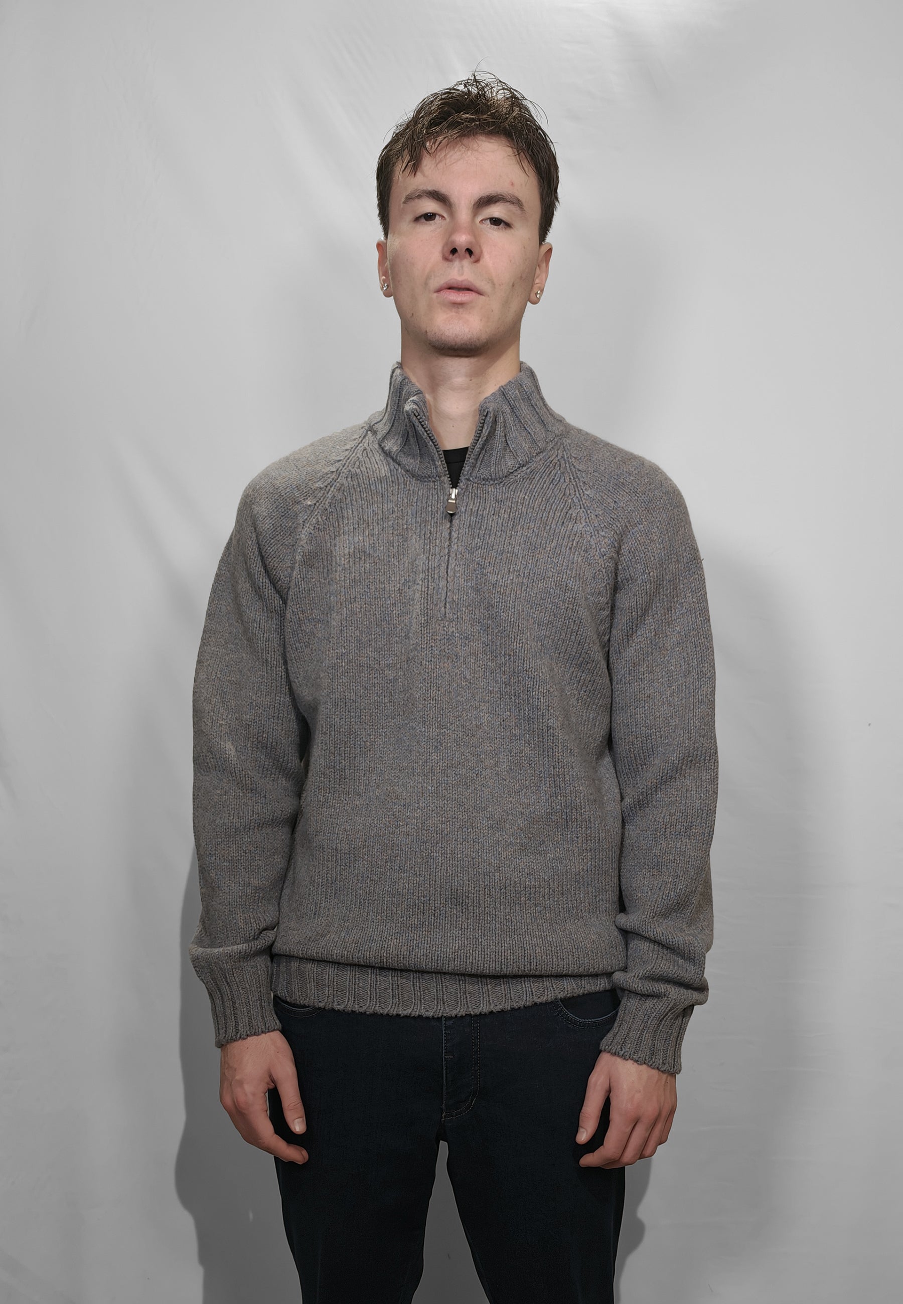 GRAN SASSO Lupetto Uomo Manica Lunga Mezza Zip 100% Lana Vergine ART. 10194/25713