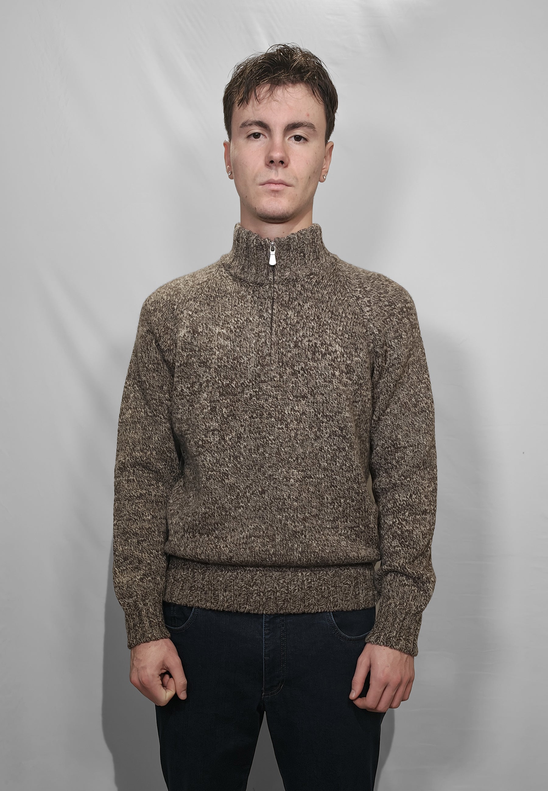 GRAN SASSO Lupetto Uomo Manica Lunga Mezza Zip 100% Lana Vergine ART. 10194/25713