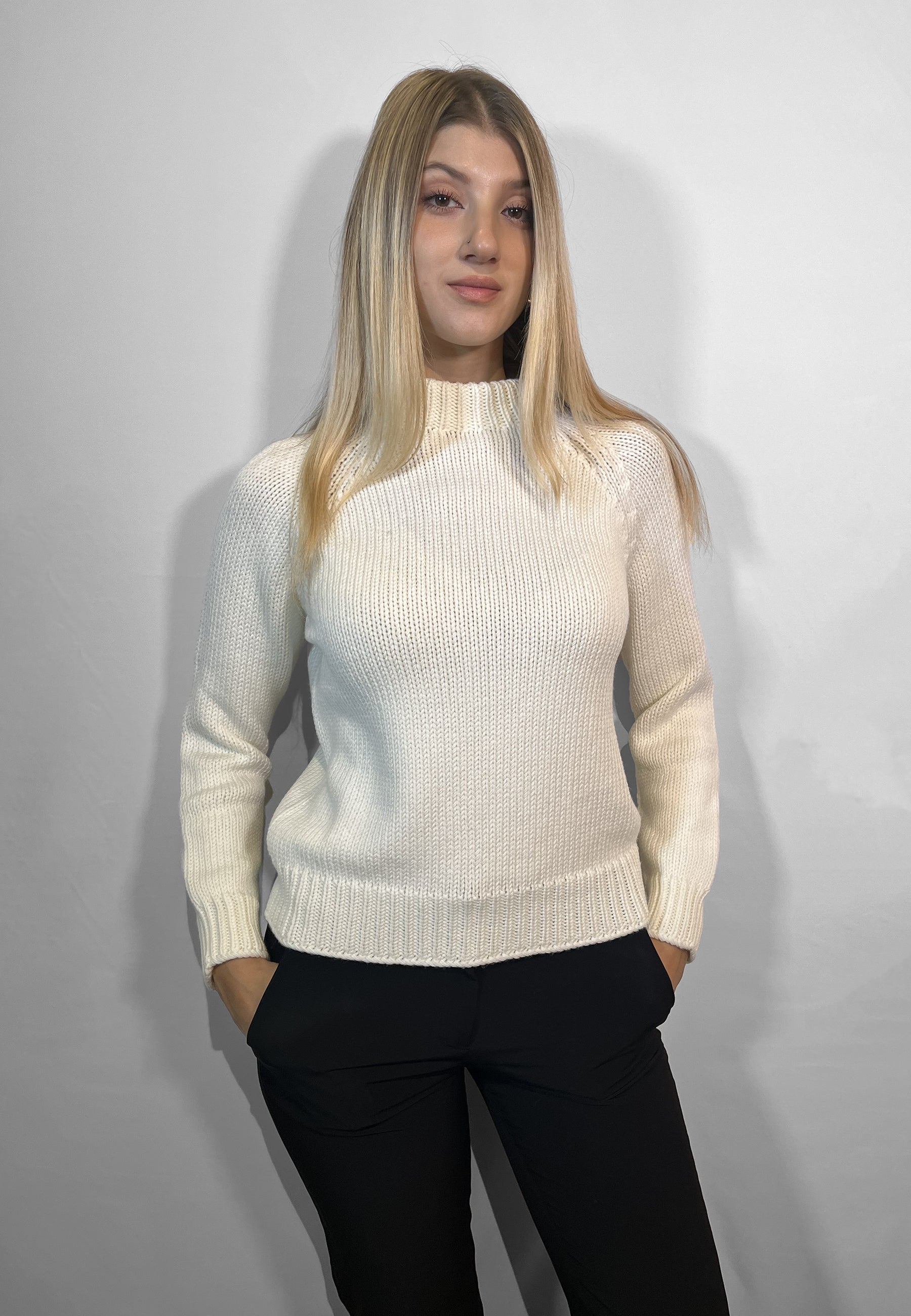 GRAN SASSO Maglia Donna Manica Lunga Girocollo 100% Lana ART. 11202/14305