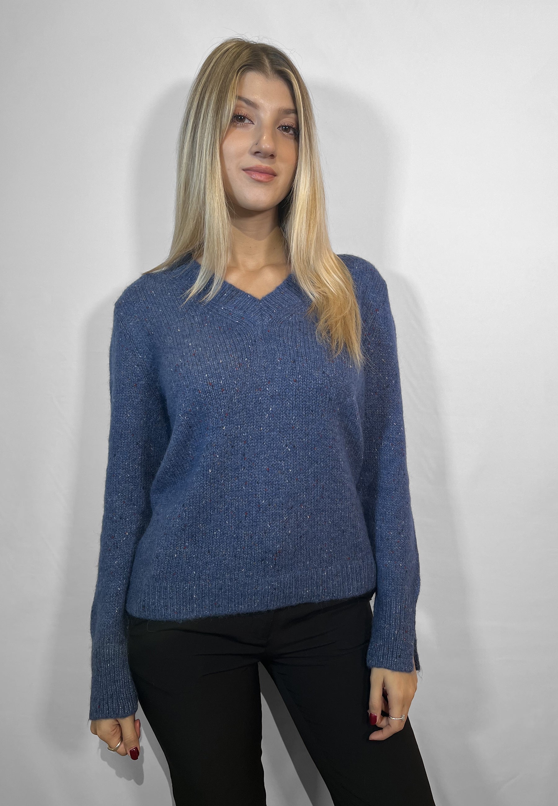 GRAN SASSO Maglia Donna Manica Lunga Scollo A V Lana Alpaca ART. 13245/34944