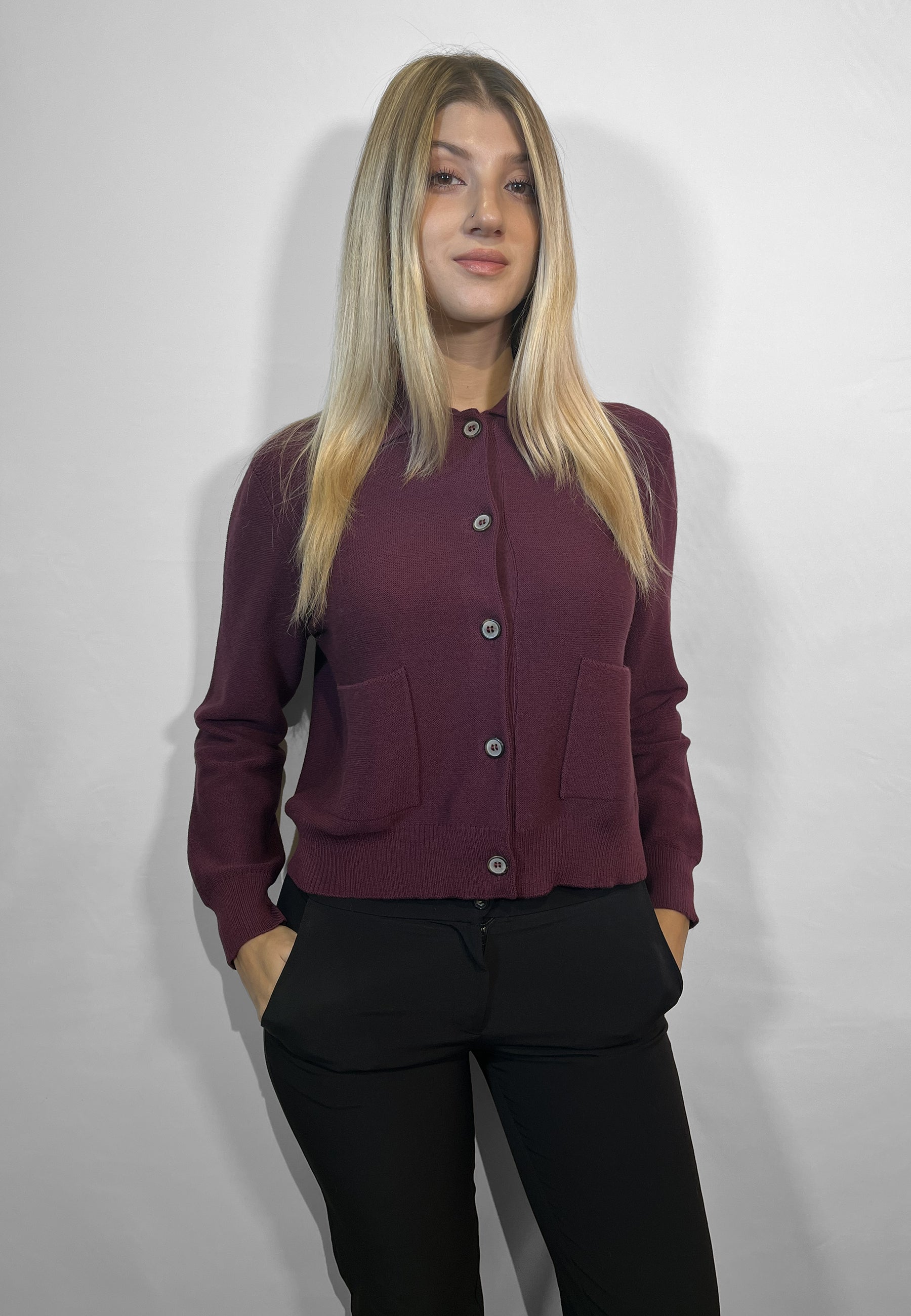 GRAN SASSO Maglia Donna Giacca Coreana Colletto 100% Lana ART. 57267/14267